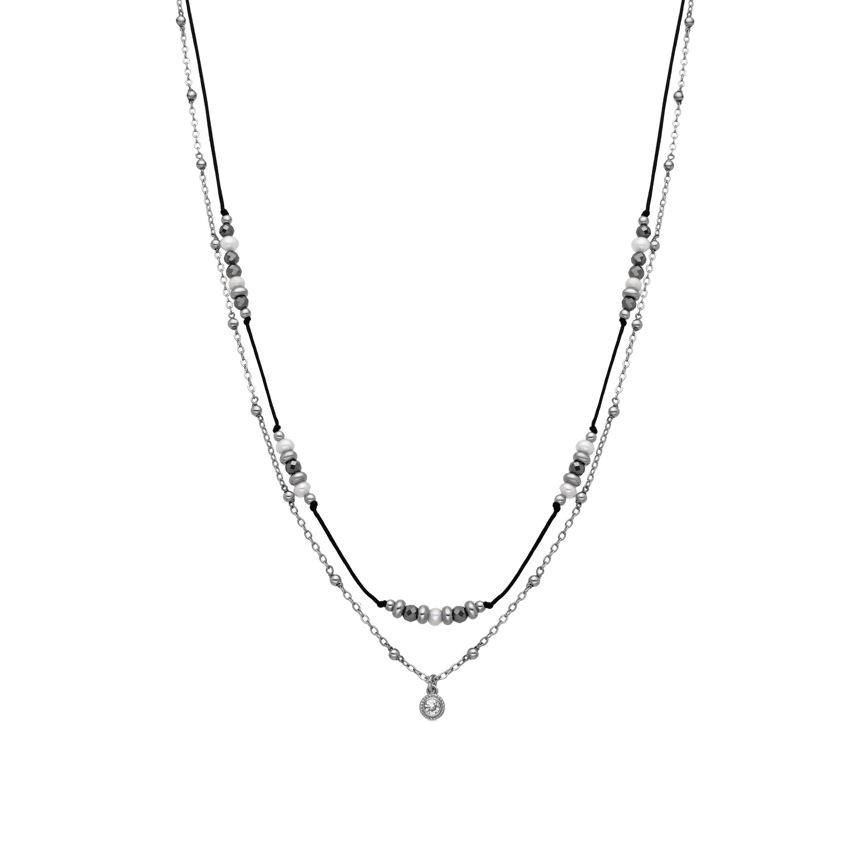 Collar de Plata de Ley 925 y Perla Blanca acabado en rodio - Apses