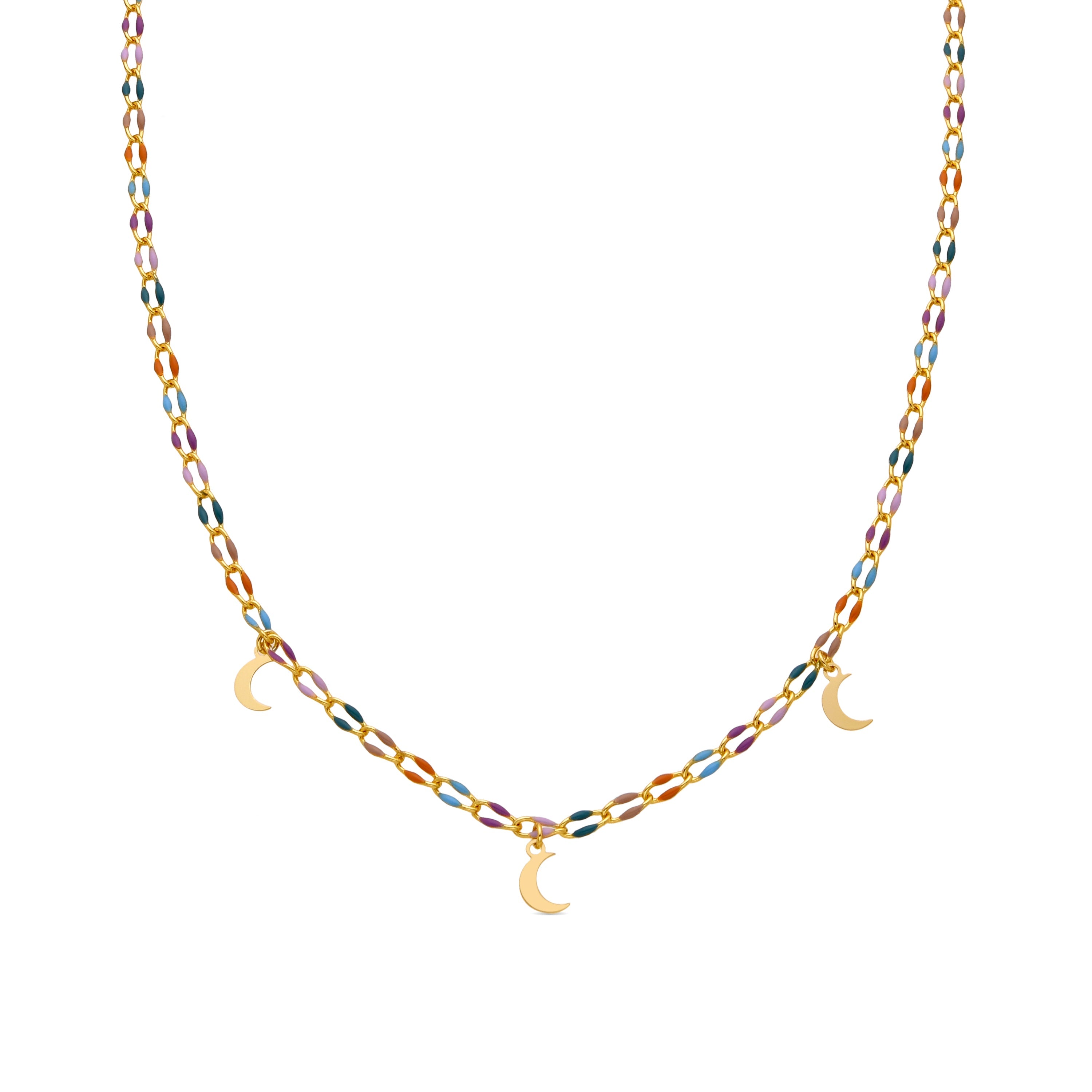 Collar de Plata de Ley 925 y Lacado Multicolor acabado oro 18k - Liesi
