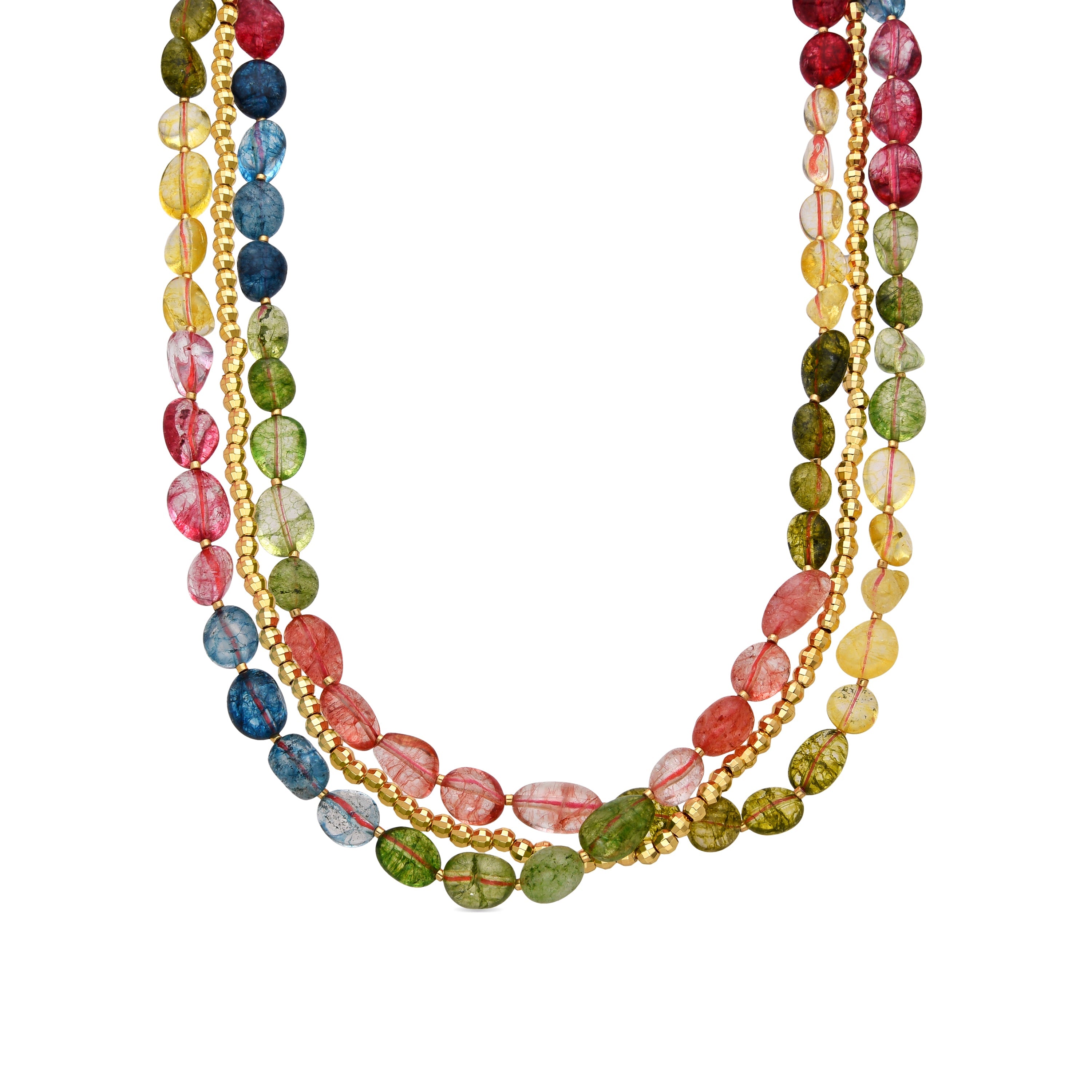 Collar de Plata de Ley 925 y Cristal Multicolor acabado oro 18k - Xiua