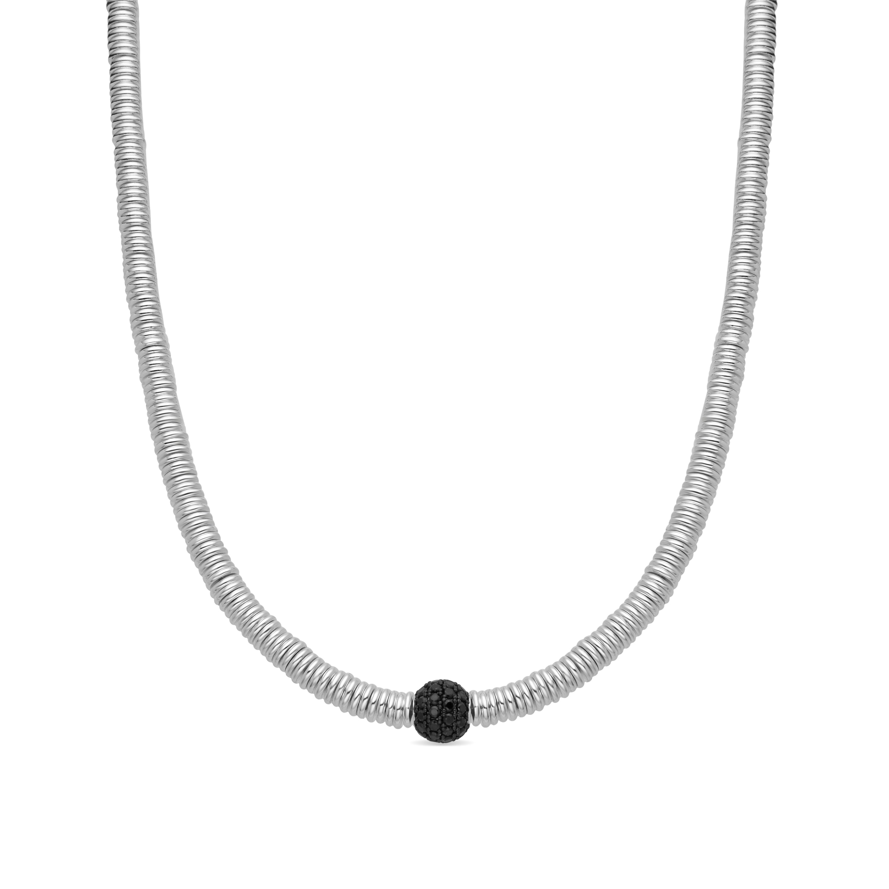 Collar de Plata de Ley 925 y Circonita Onix acabado en rodio - Orfi