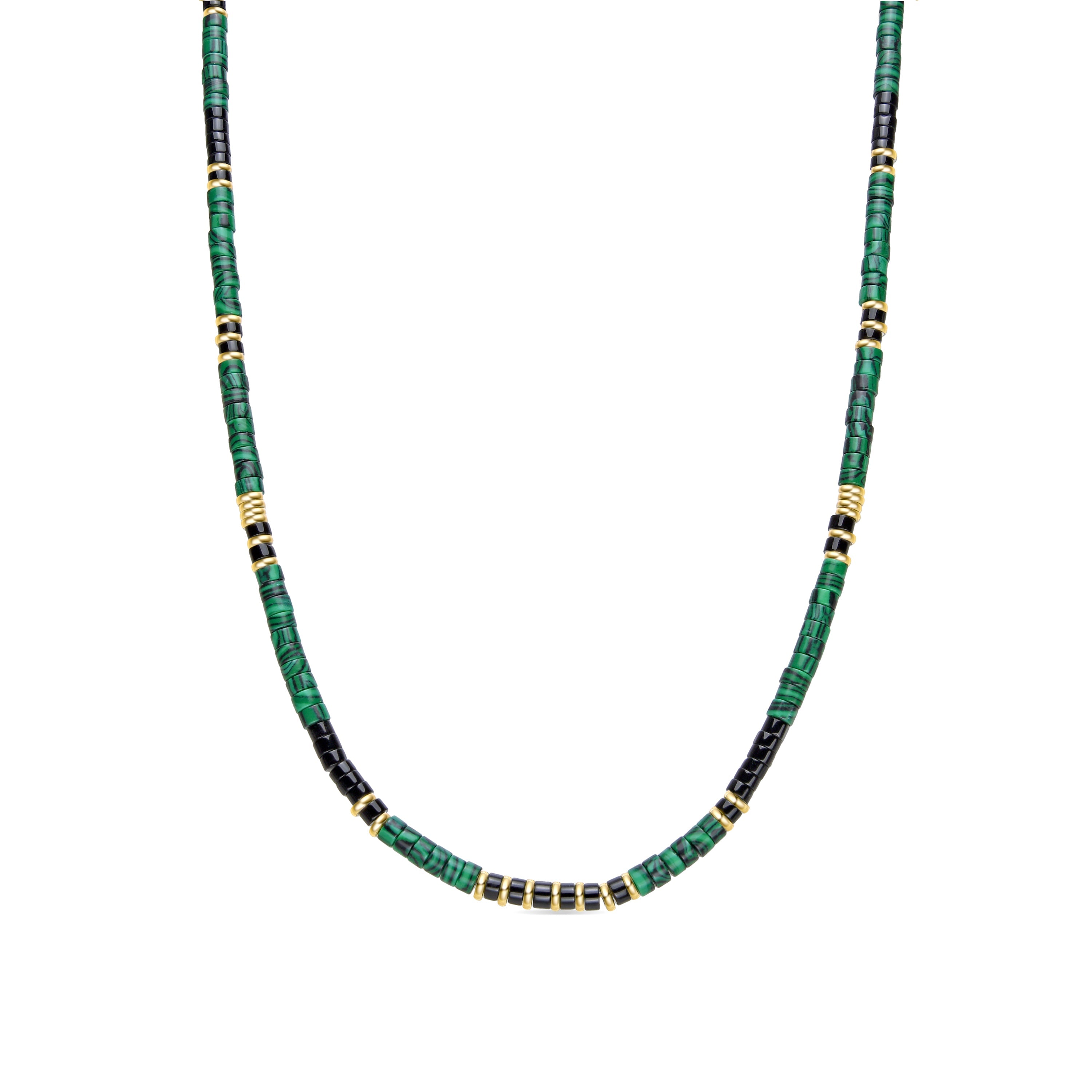 Collar de Plata de Ley 925 y Malaquita acabado oro 18k - Ilmina