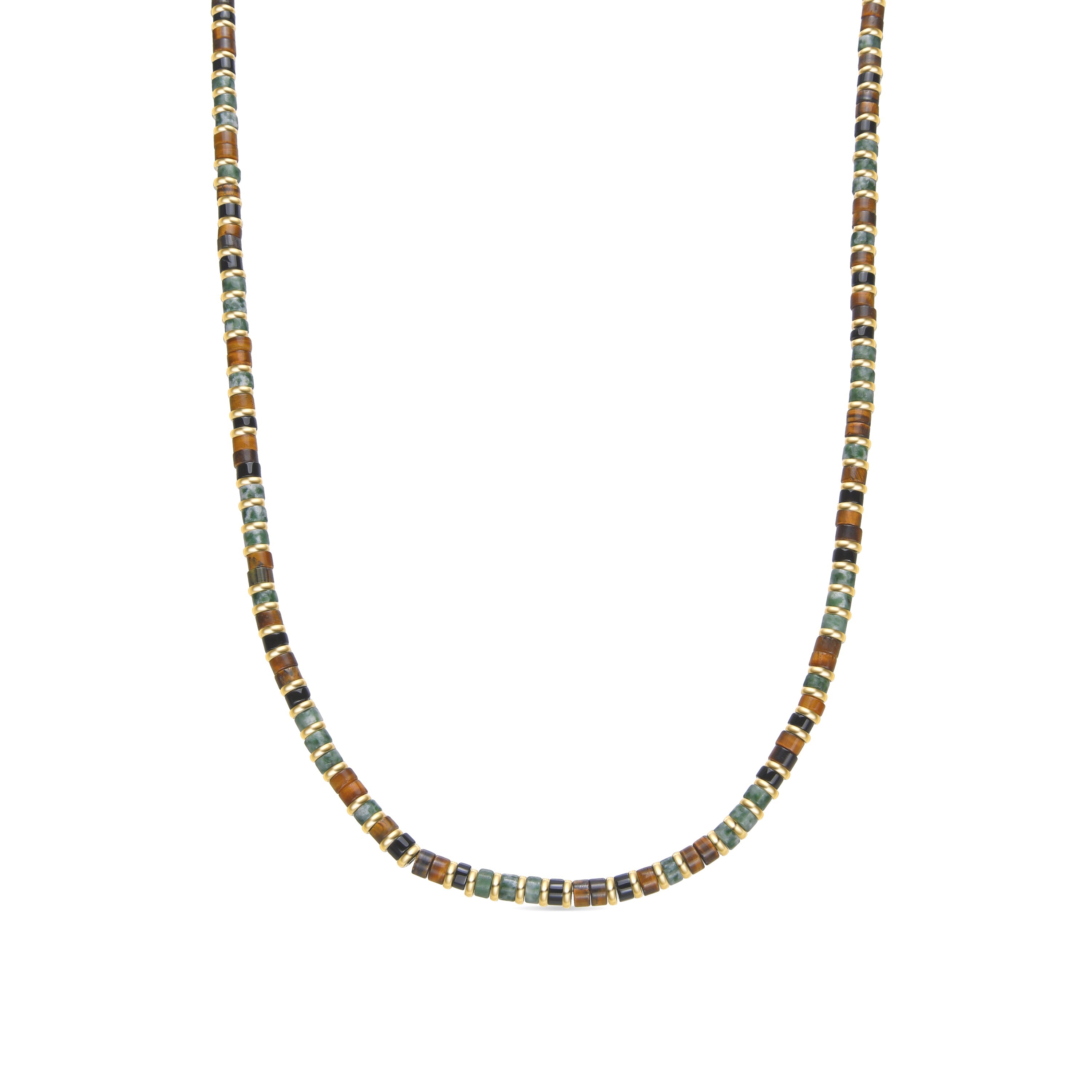 Collar de Plata de Ley 925 y Ojo de Tigre acabado oro 18k - Ryhu