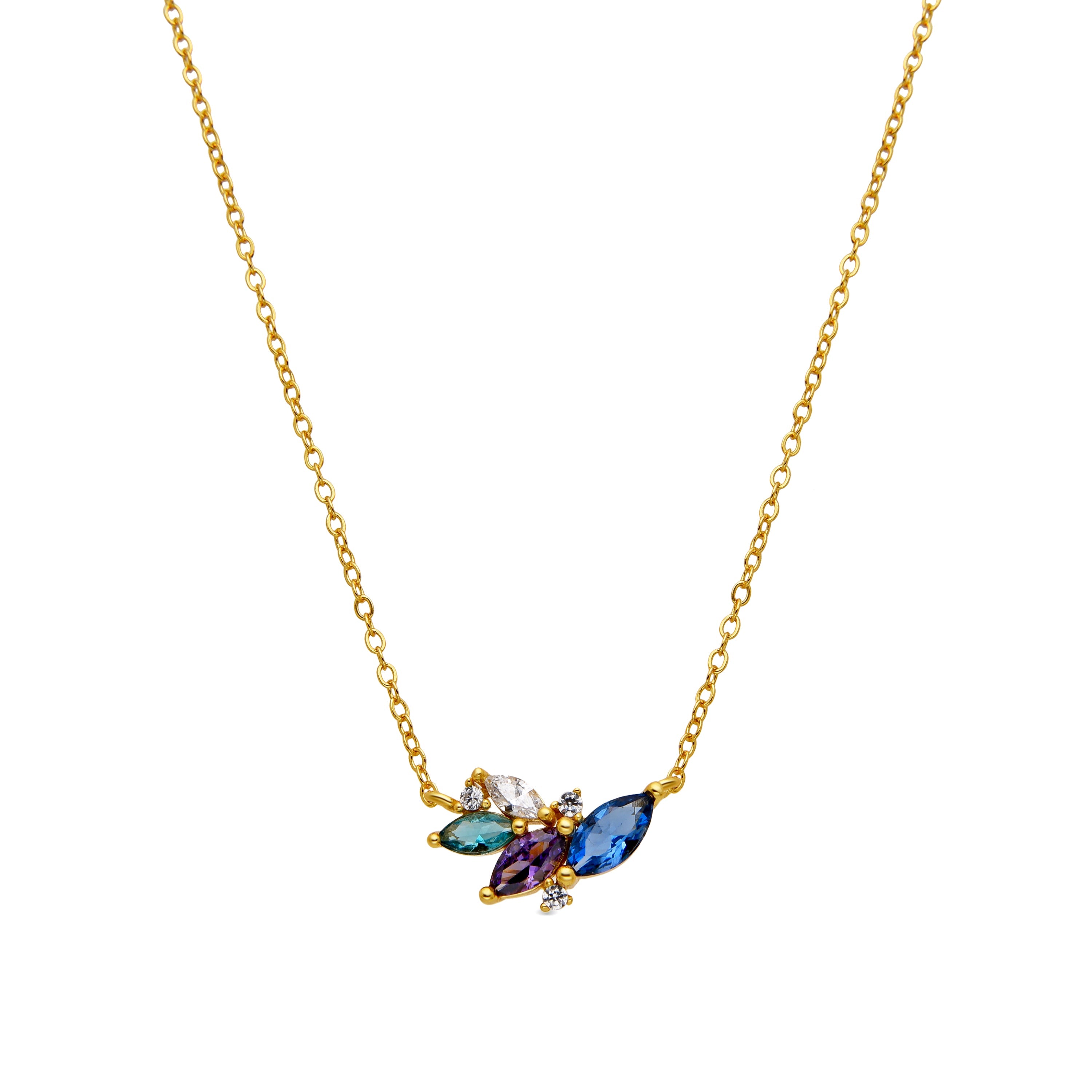 Collar de Plata de Ley 925 y Circonita Multicolor acabado oro 18k - Dainki