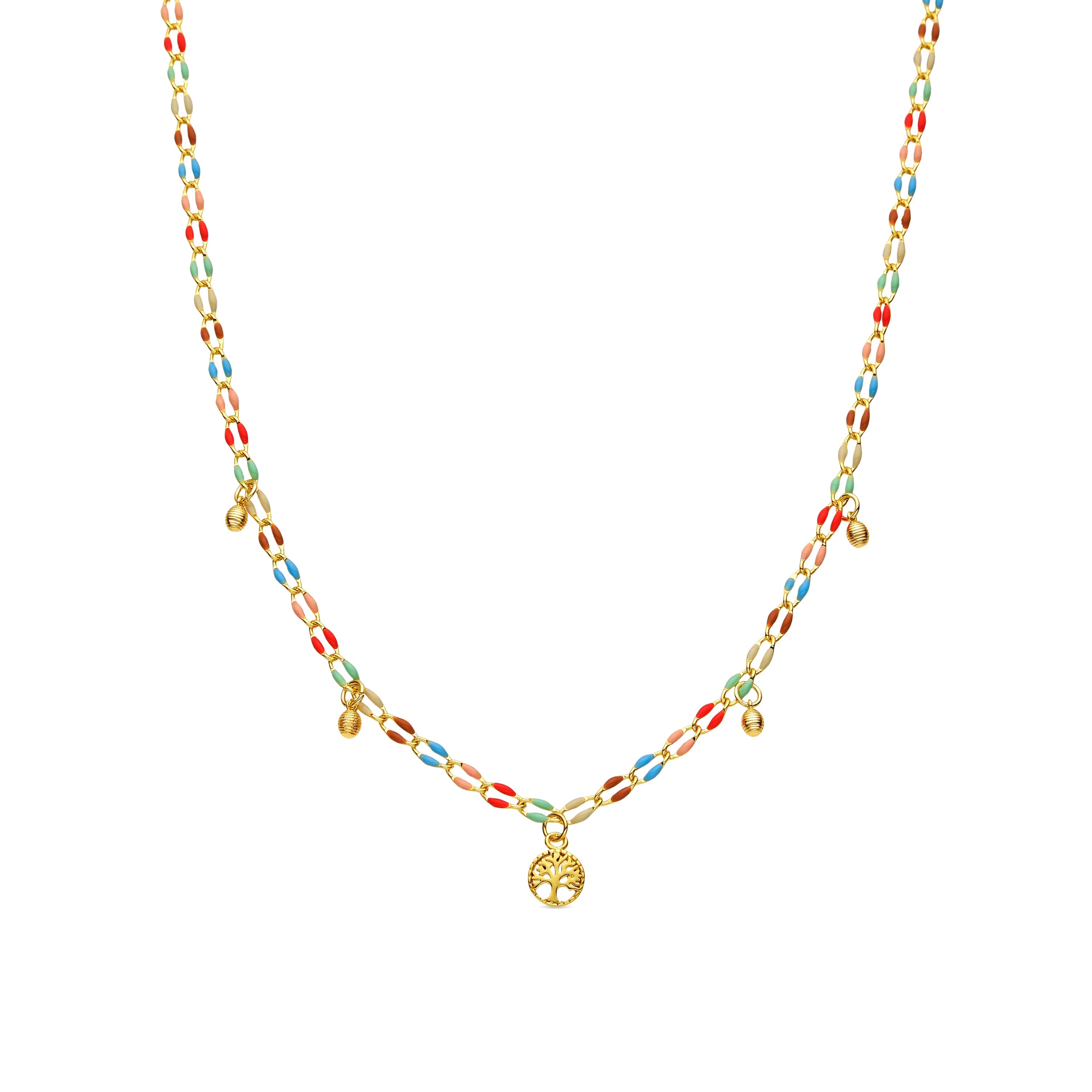 Collar de Plata de Ley 925 y Lacado Multicolor acabado oro amarillo de 18k - Ximue