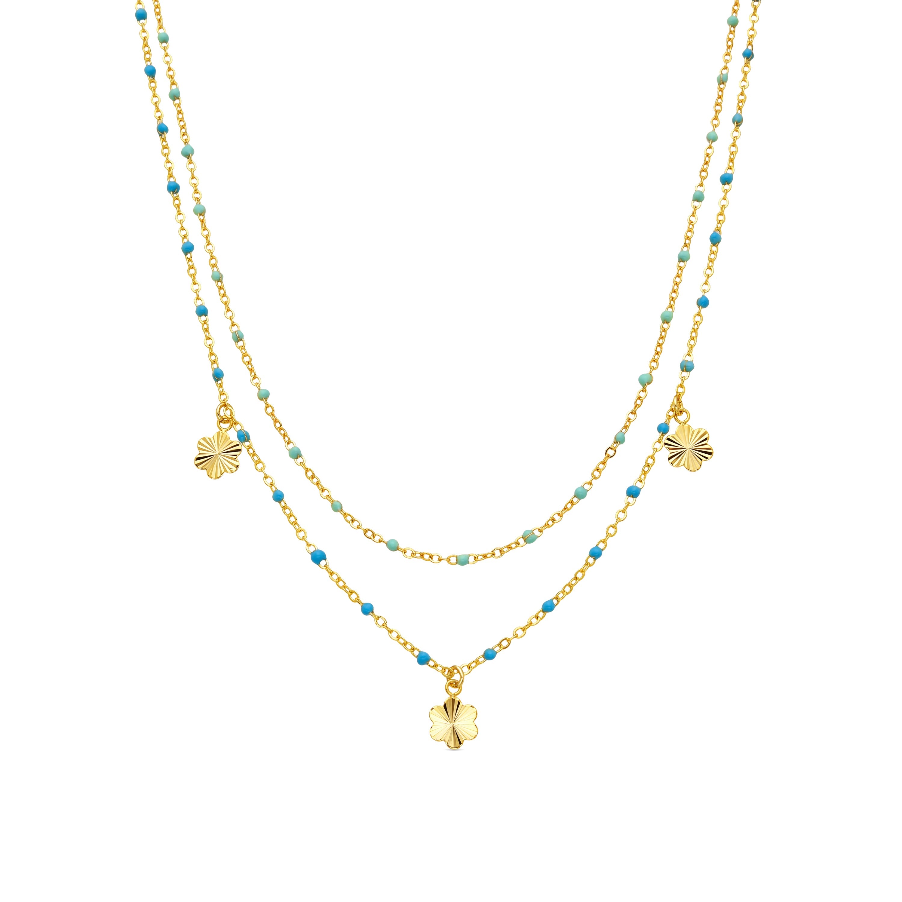 Collar de Plata de Ley 925 y Lacado Azul acabado oro amarillo de 18k - Lilith