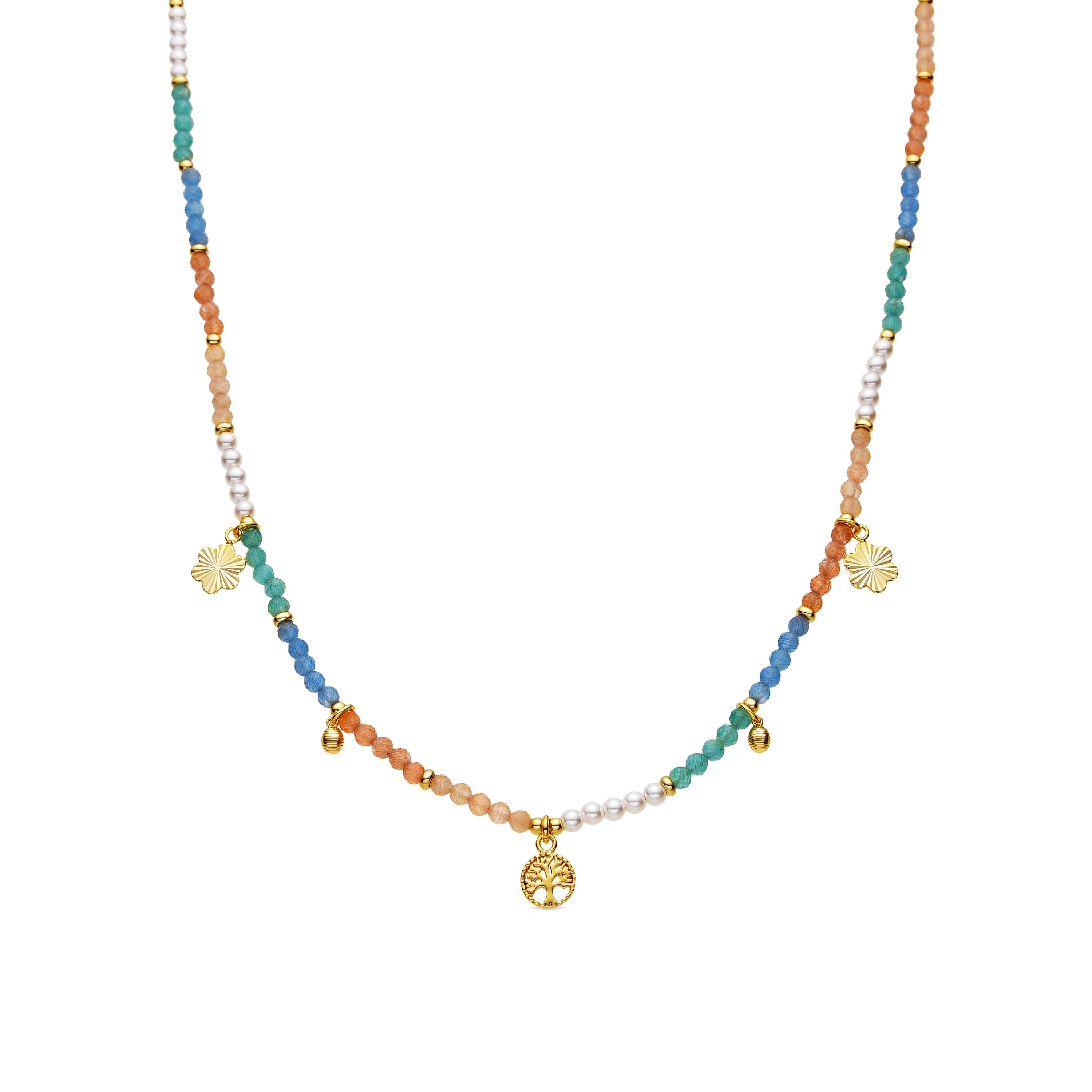 Collar de Plata de Ley 925 y Cristal Multicolor acabado oro amarillo de 18k - Kedril