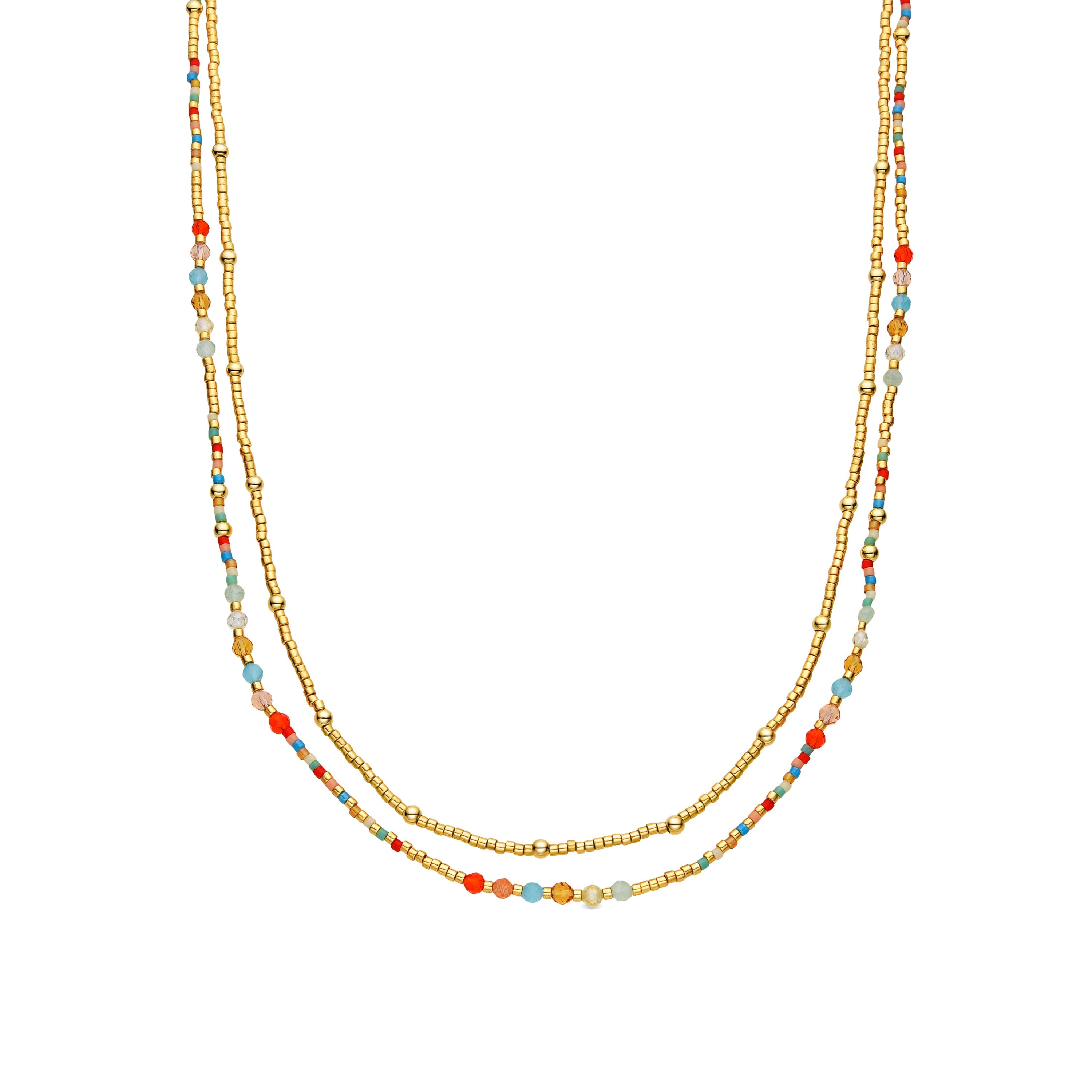 Collar de Plata de Ley 925 y Cristal Multicolor acabado oro amarillo de 18k - Guth