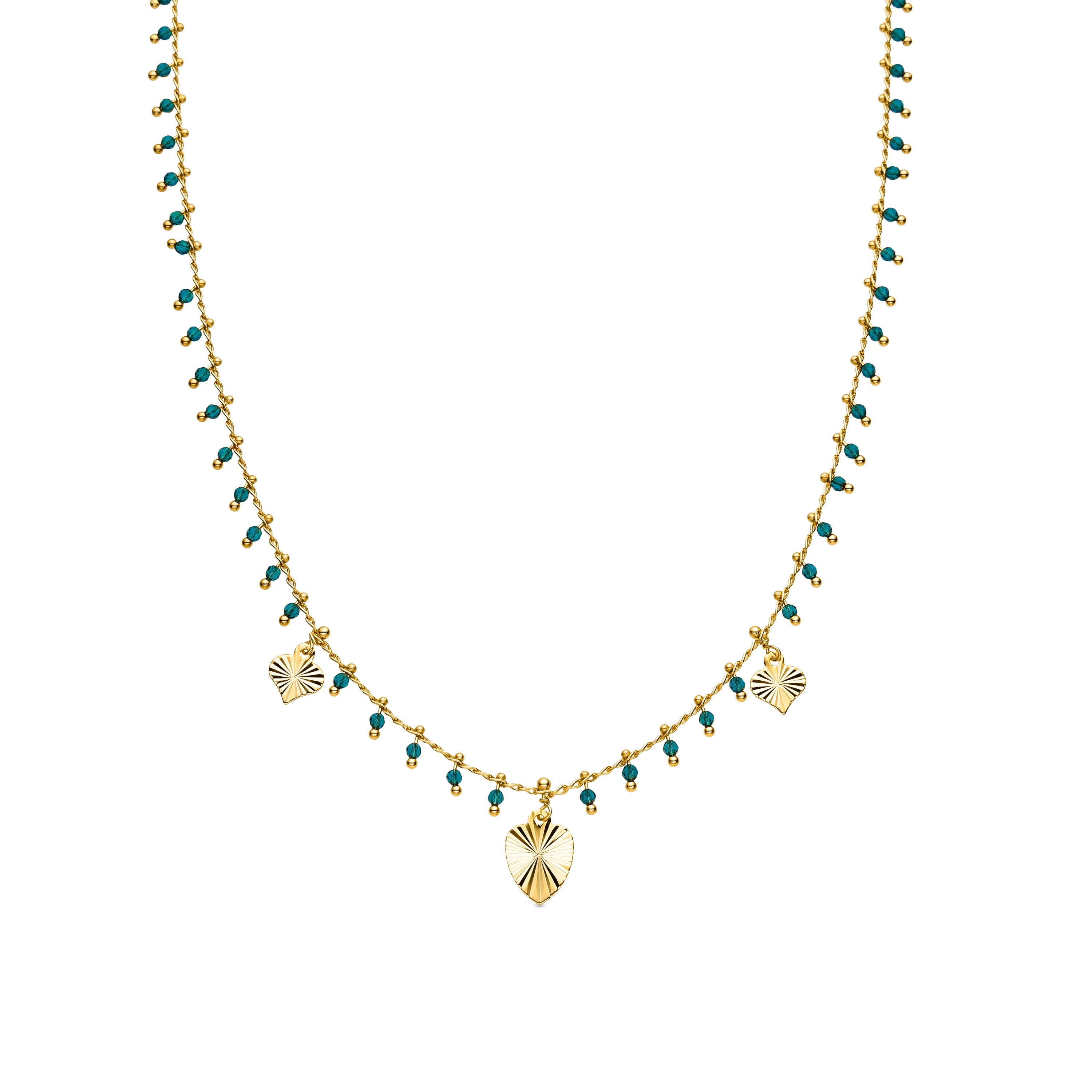 Collar de Plata de Ley 925 y Cristal Verde acabado oro amarillo de 18k - Dadrec