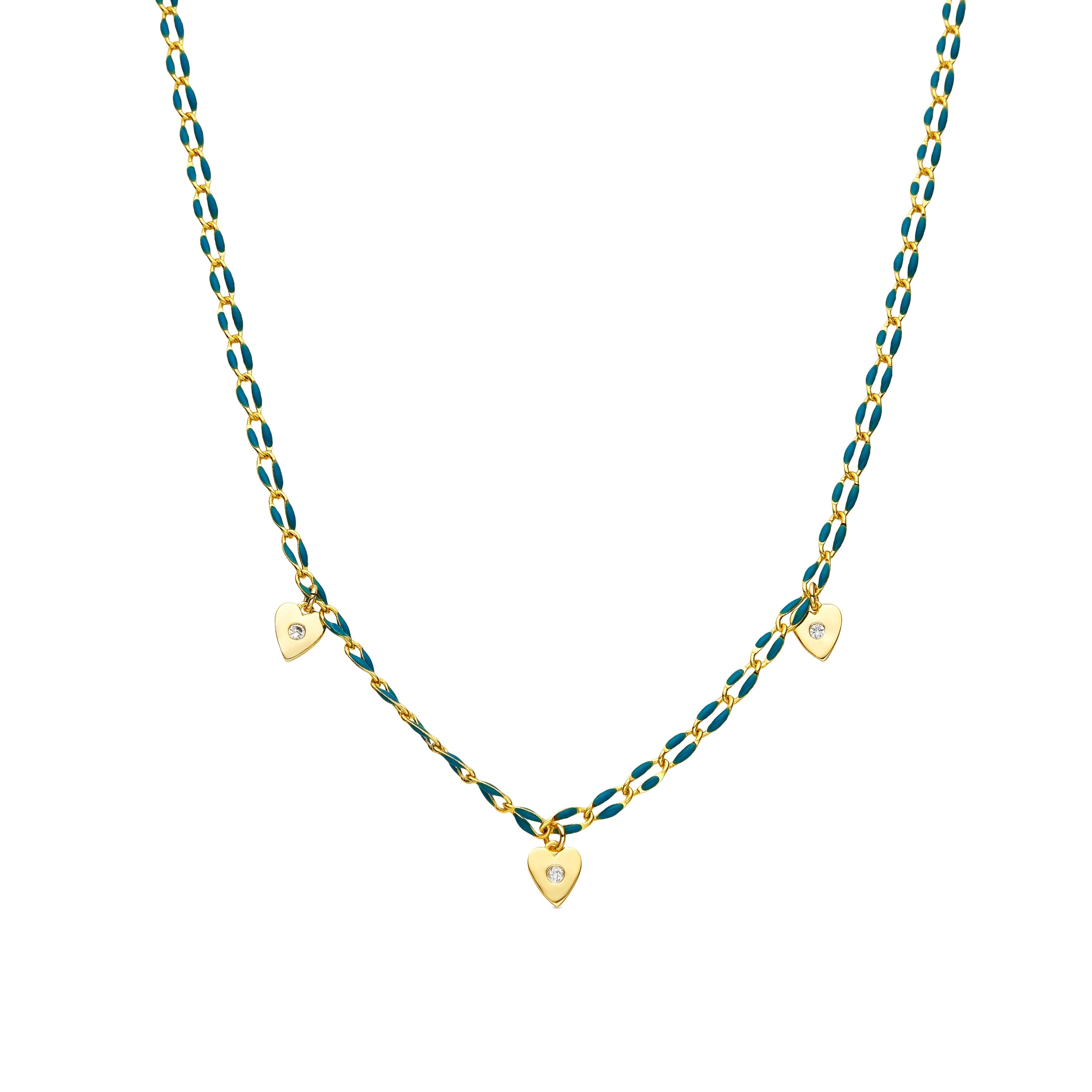 Collar de Plata de Ley 925 y Lacado Azul acabado oro amarillo de 18k - Drukya