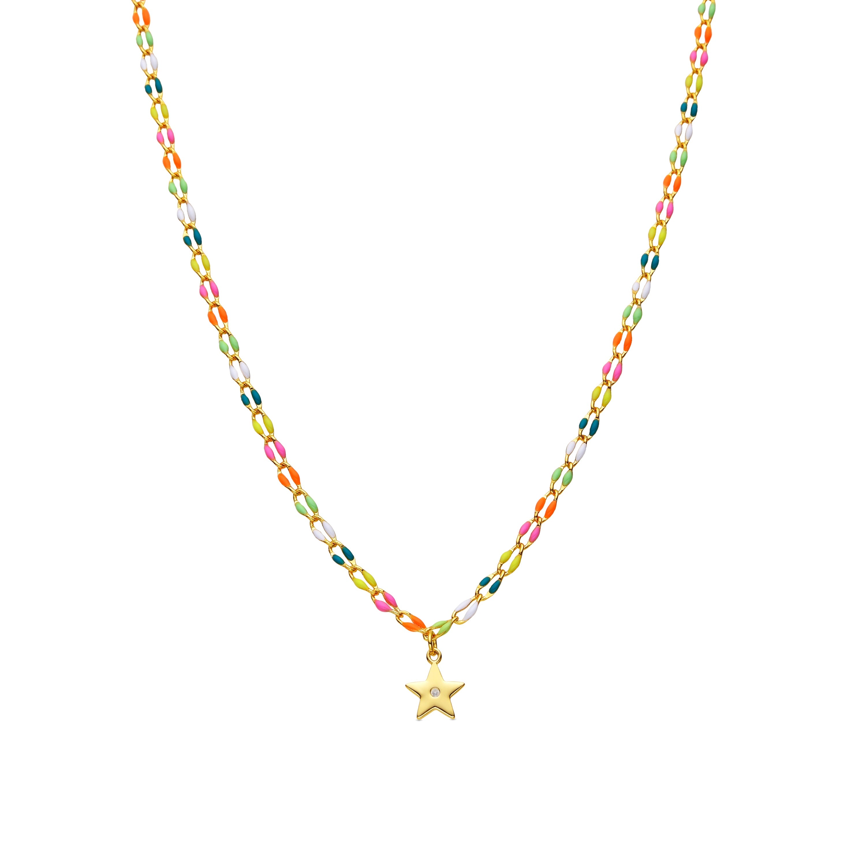 Collar de Plata de Ley 925 y Lacado Multicolor acabado oro amarillo de 18k - Saukha