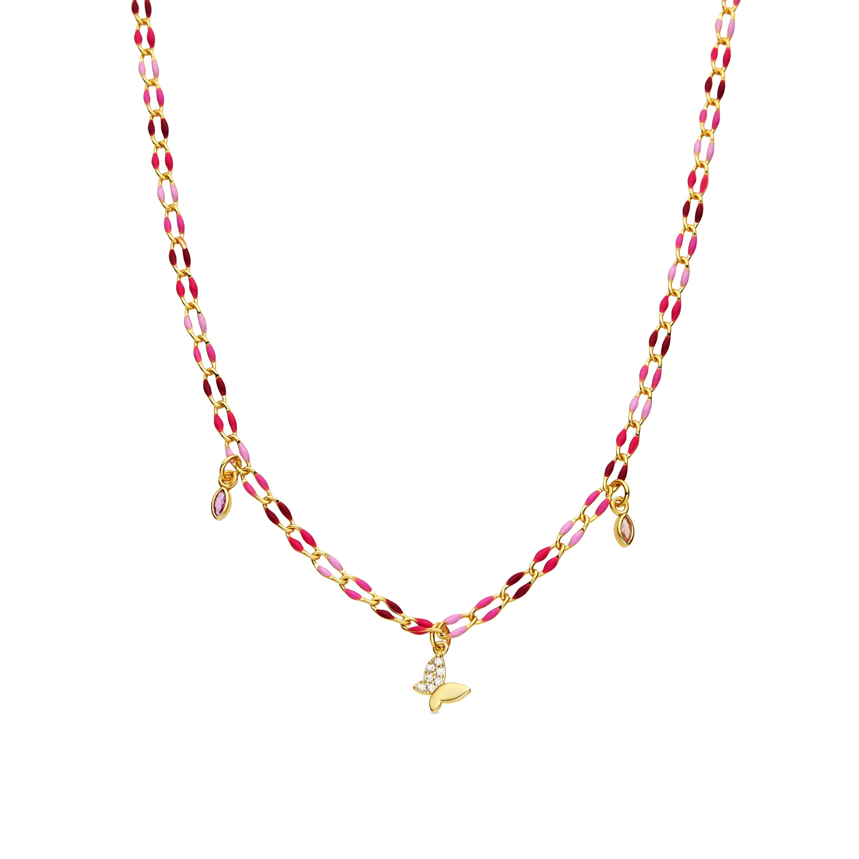 Collar de Plata de Ley 925 y Lacado Rosa acabado oro amarillo de 18k - Axelon