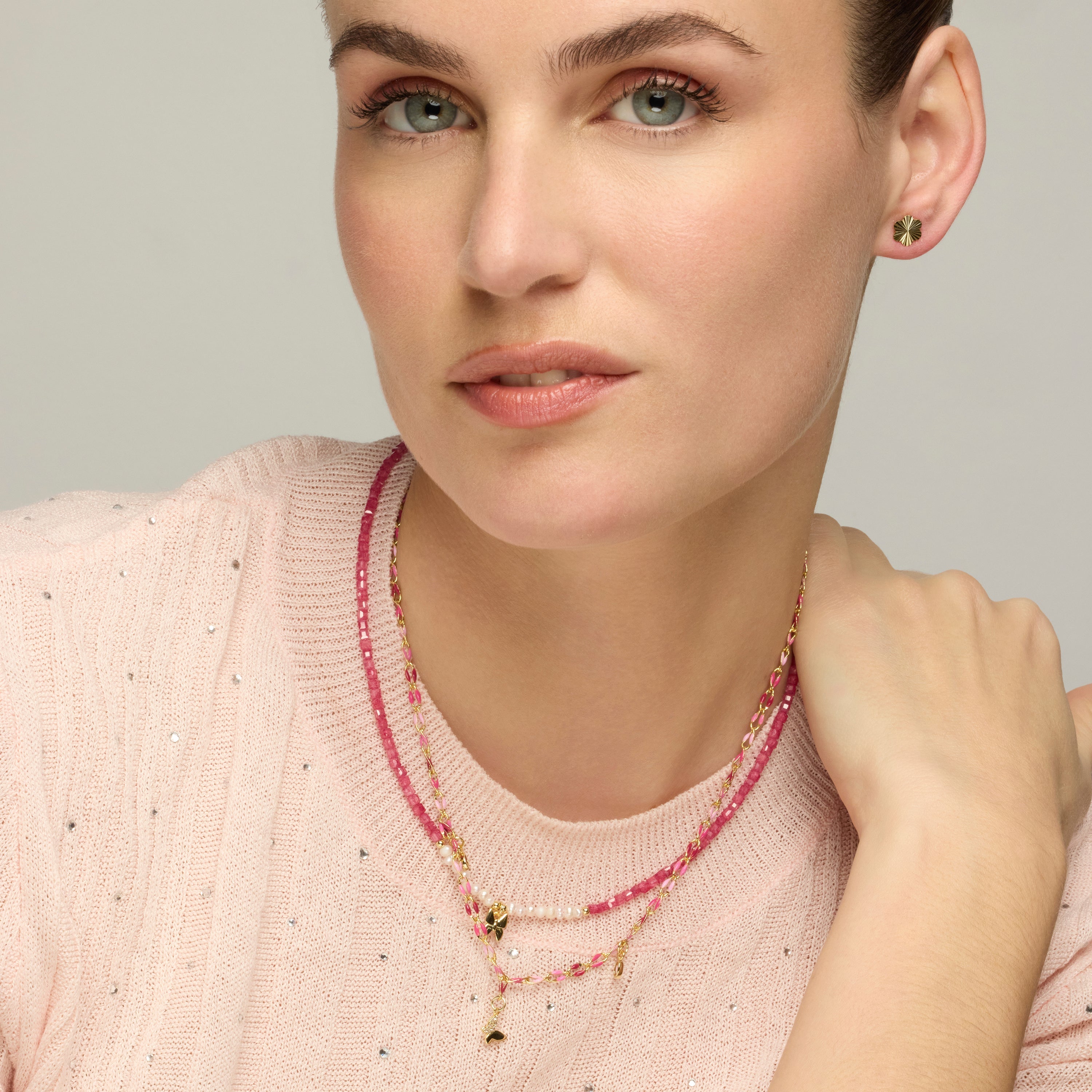 Collar de Plata de Ley 925 y Lacado Rosa acabado oro amarillo de 18k - Axelon