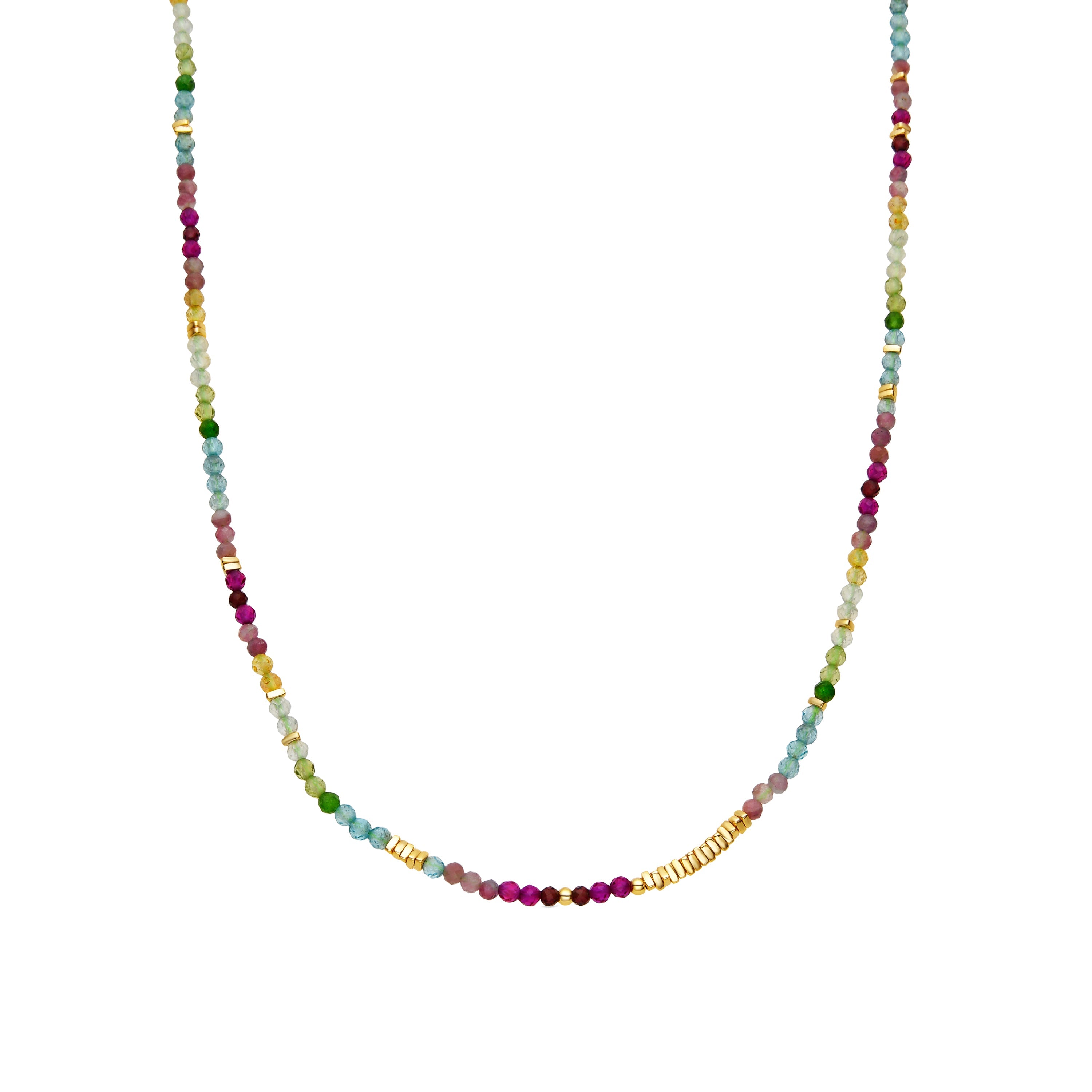 Collar de Plata de Ley 925 y Cristal Multicolor acabado oro amarillo de 18k - Ane