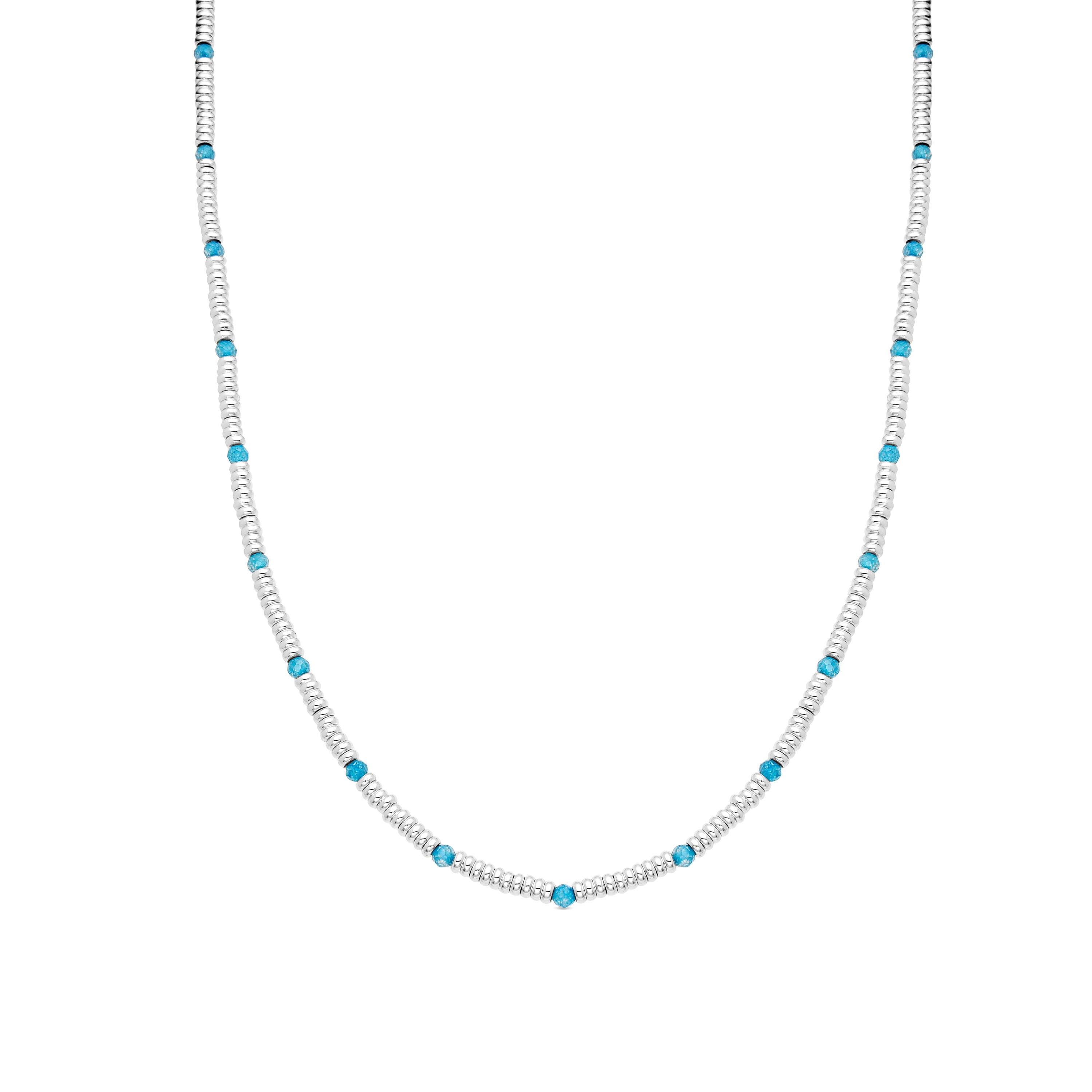Collar de Plata de Ley 925 y Circonita Aguamarina acabado rodio - Deli