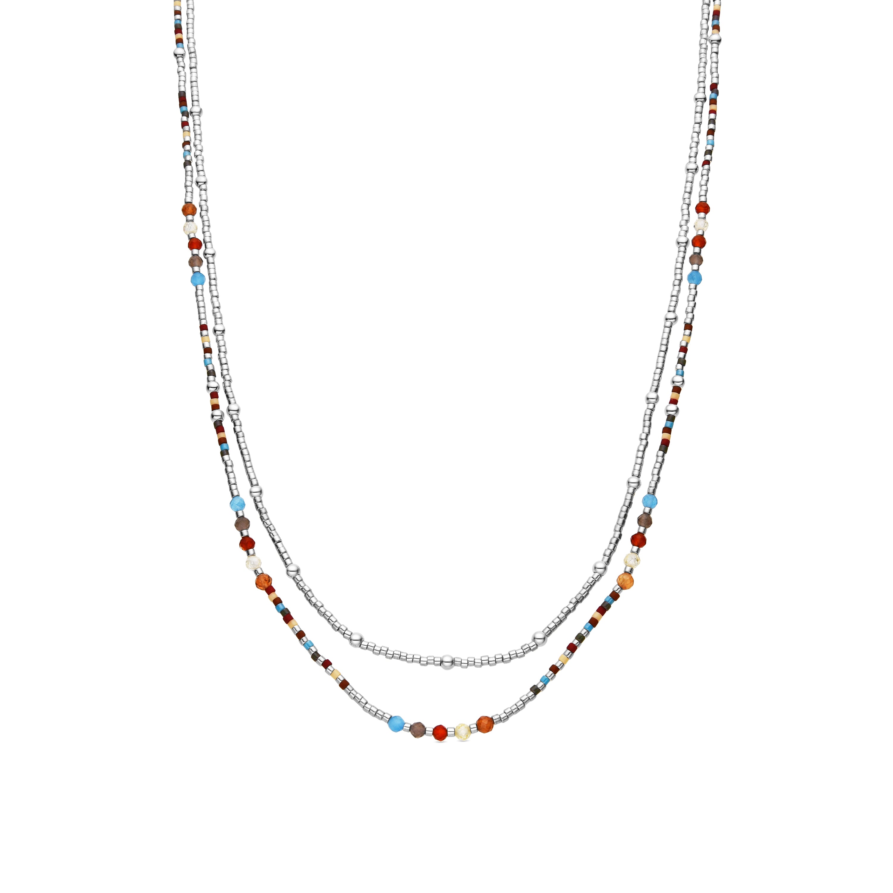 Collar de Plata de Ley 925 y Cristal Granate acabado rodio - Lareth