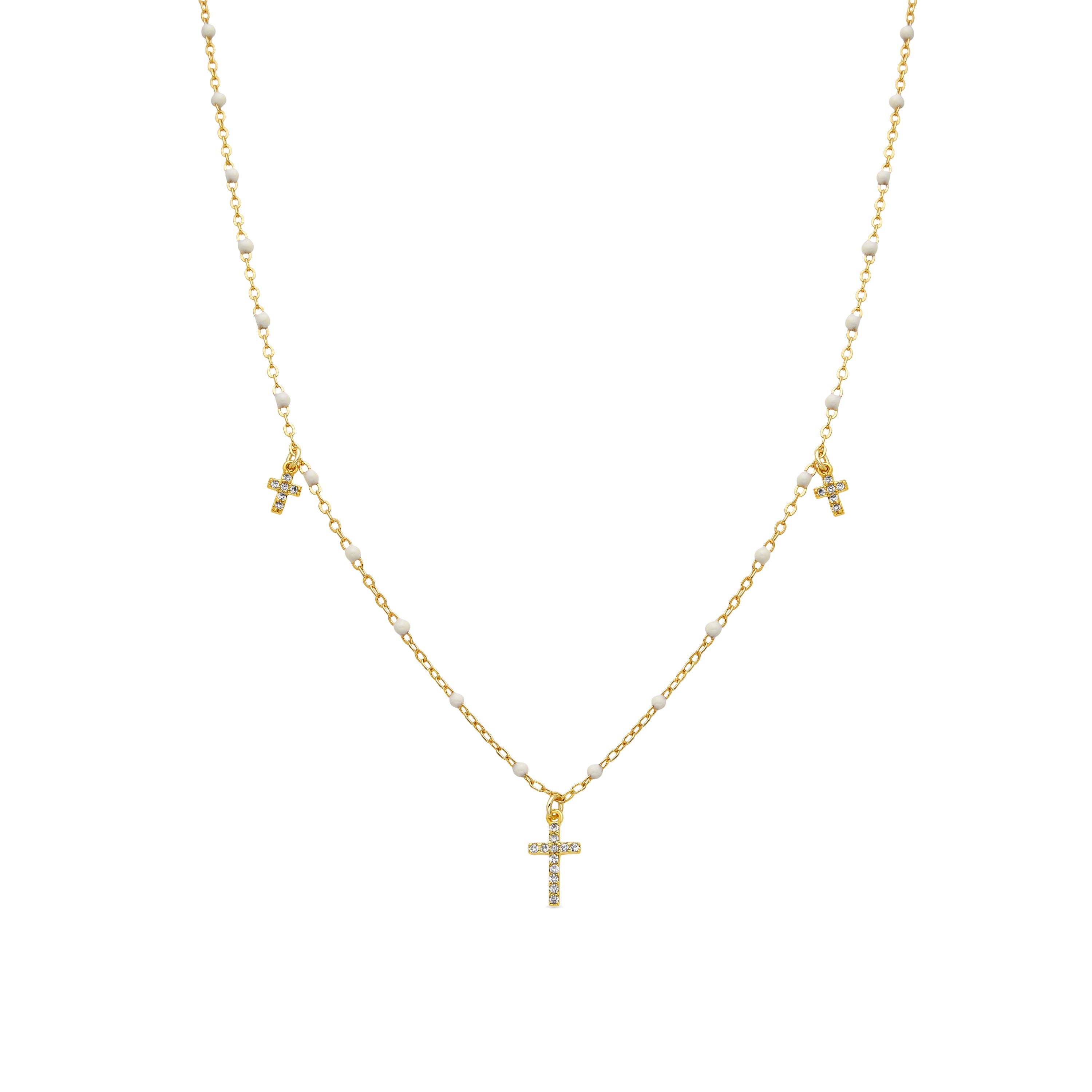 Collar de Plata de Ley 925 y Lacado Blanco acabado oro amarillo de 18k - Haja