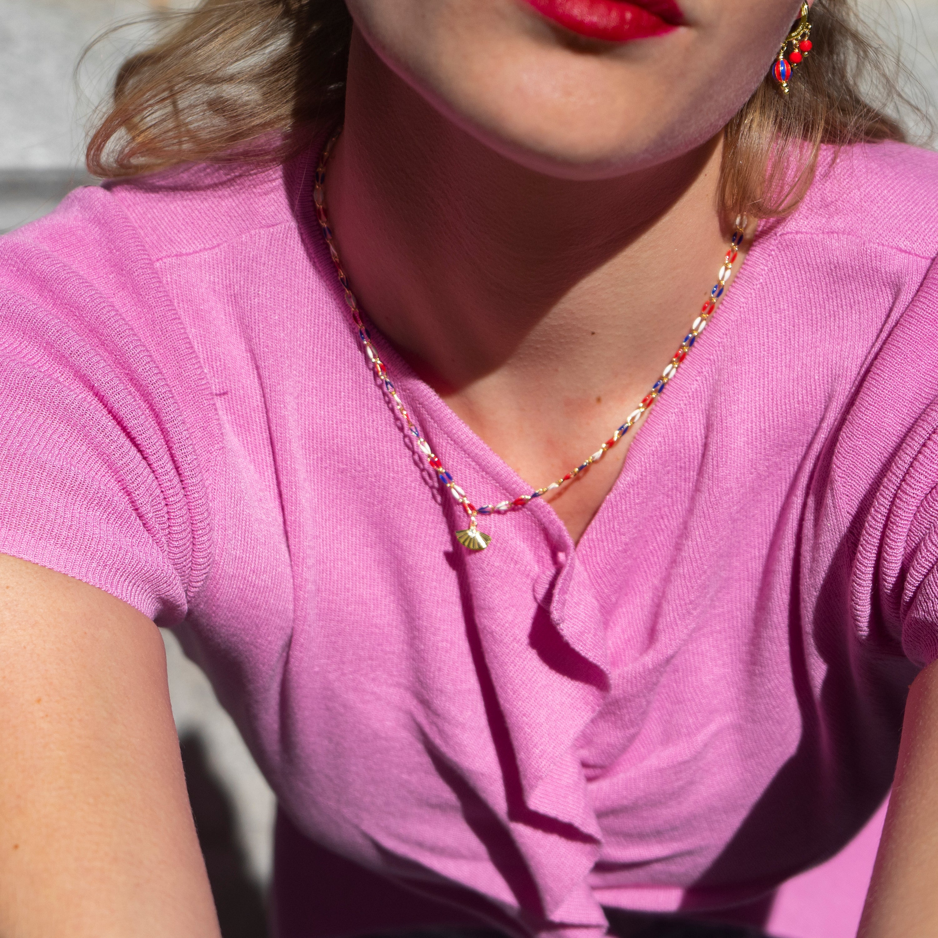 Collar de Plata de Ley 925 y Lacado Multicolor acabado oro amarillo de 18k - Xibruk