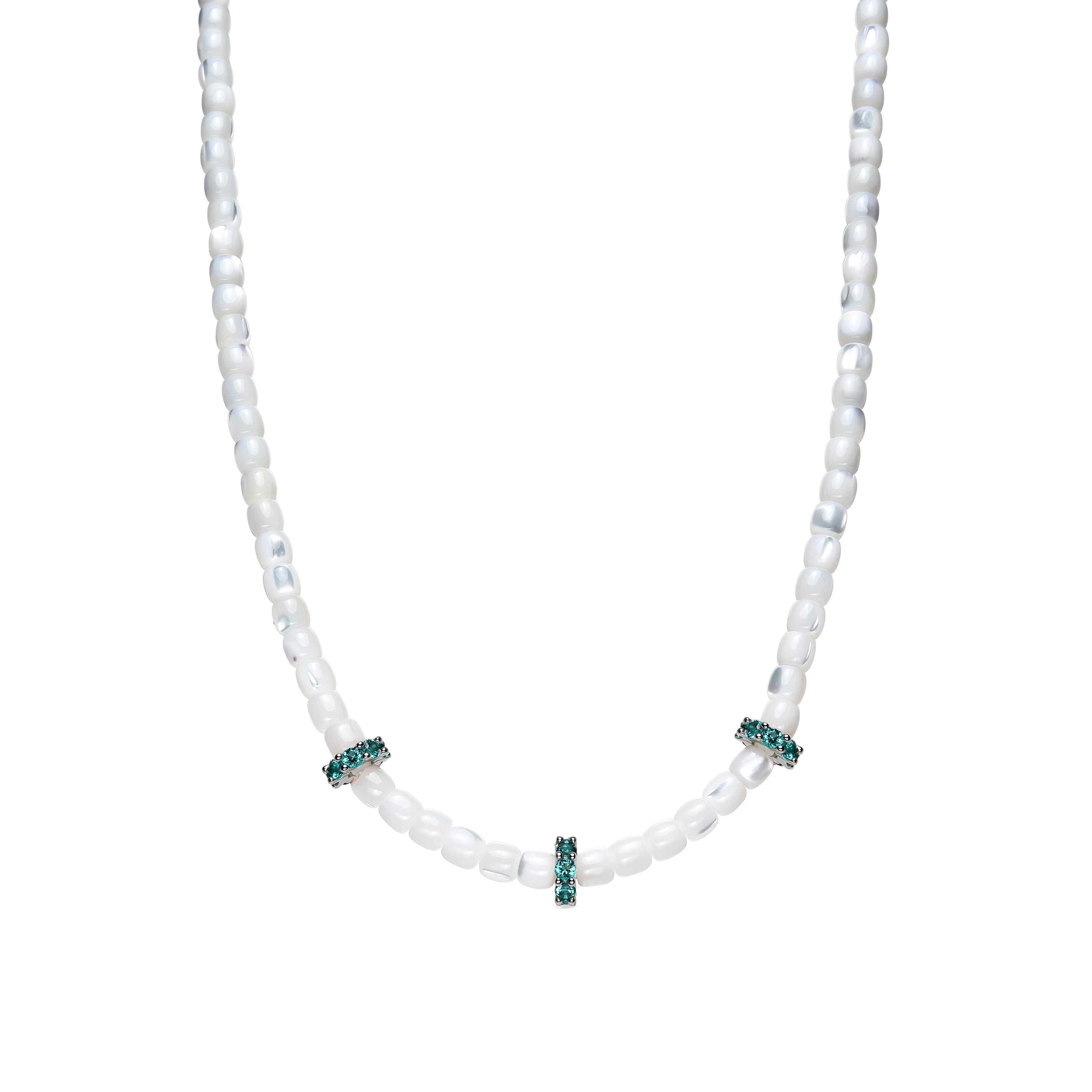 Collar de Plata de Ley 925 y Madreperla Blanca acabado rodio - Fyro