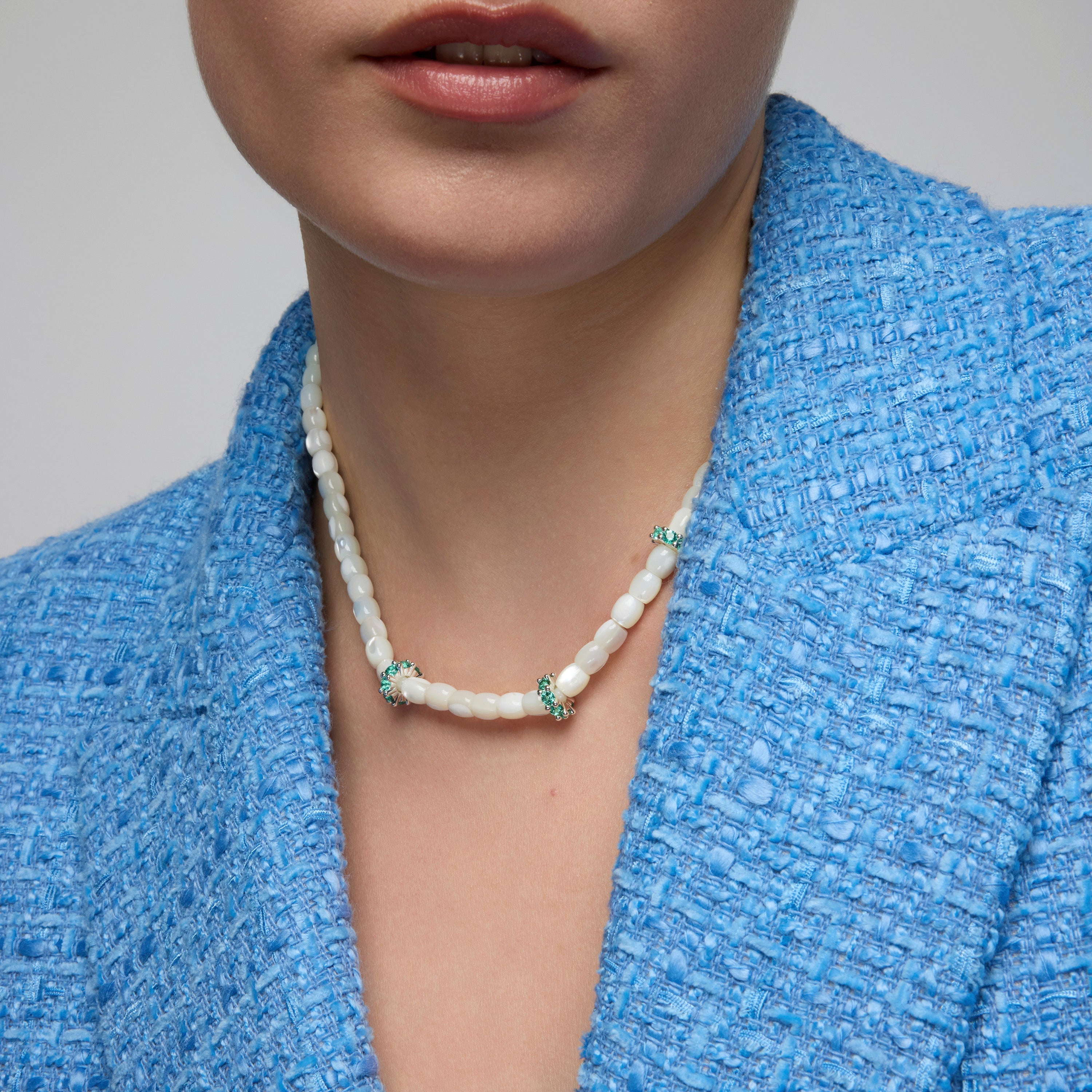 Collar de Plata de Ley 925 y Madreperla Blanca acabado rodio - Fyro