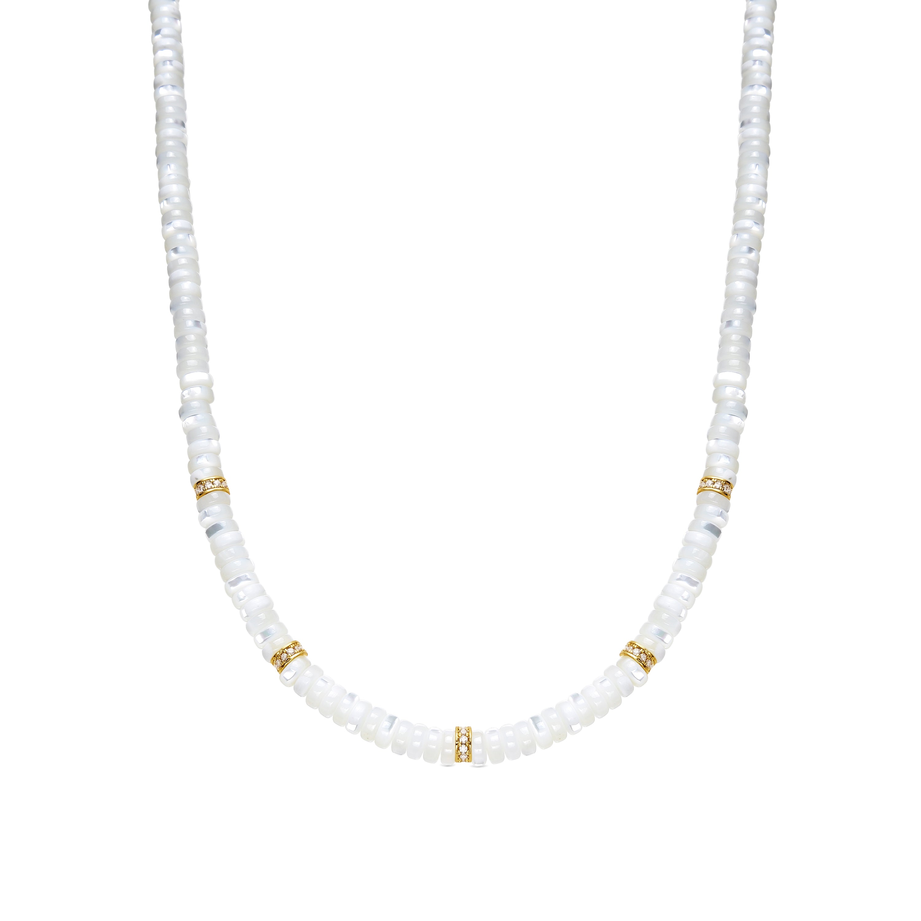 Collar de Plata de Ley 925 y Madreperla Blanca acabado oro amarillo de 18k - Landir
