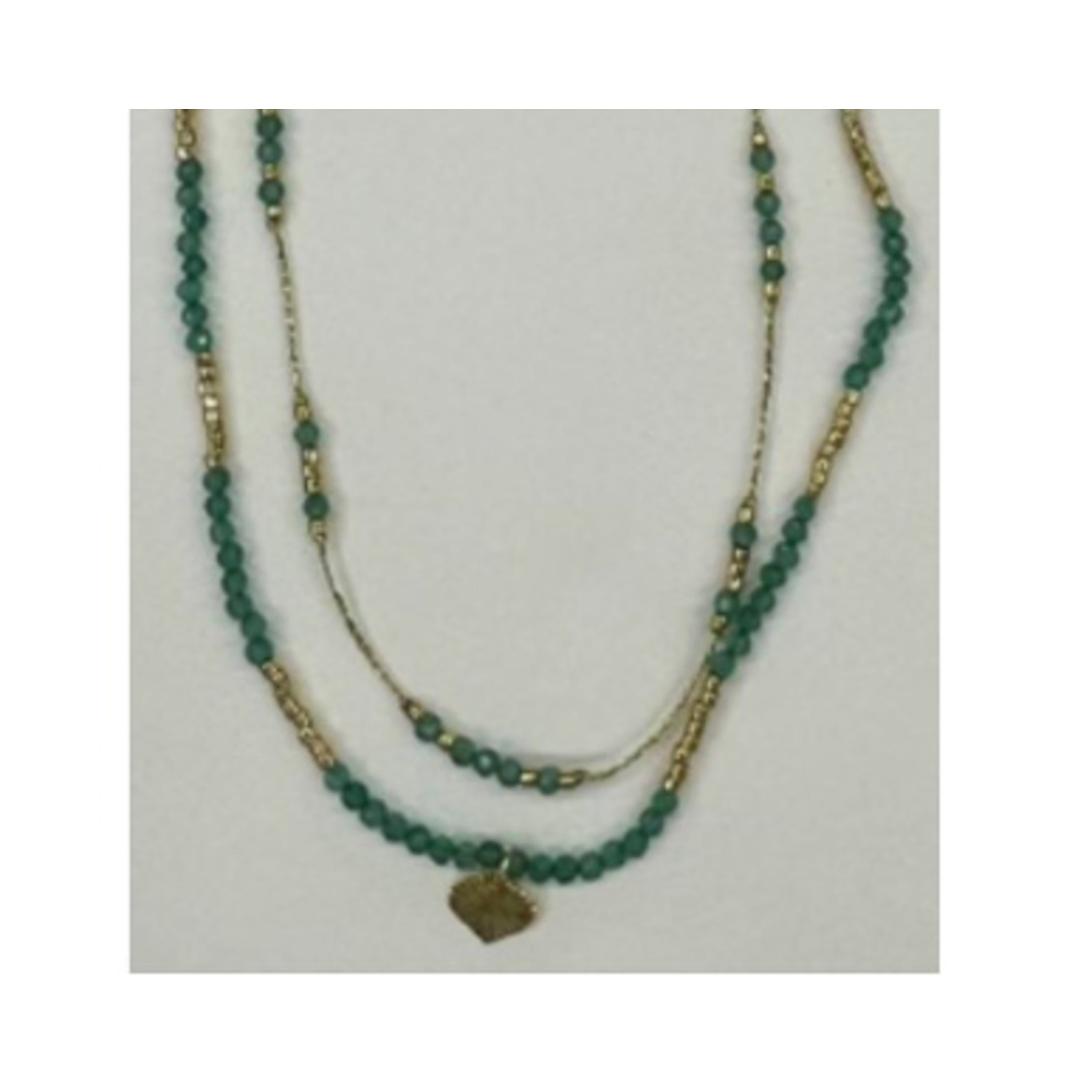 925 Sterling Silver Necklace and Green Crystal with 18k Yellow Gold Finish - Talorce