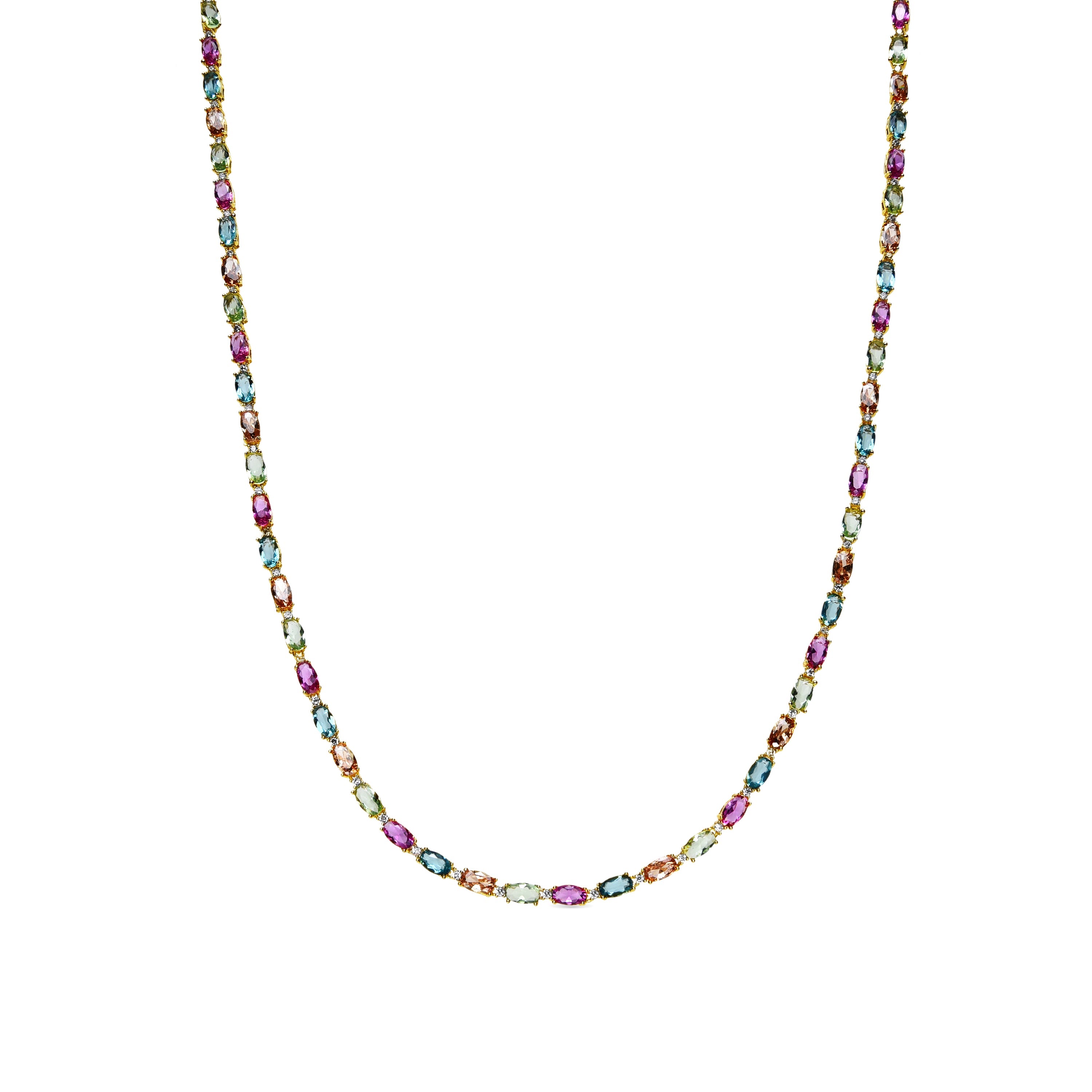 Collar de Plata de Ley 925 y Circonita Multicolor acabado oro amarillo de 18k - Nie