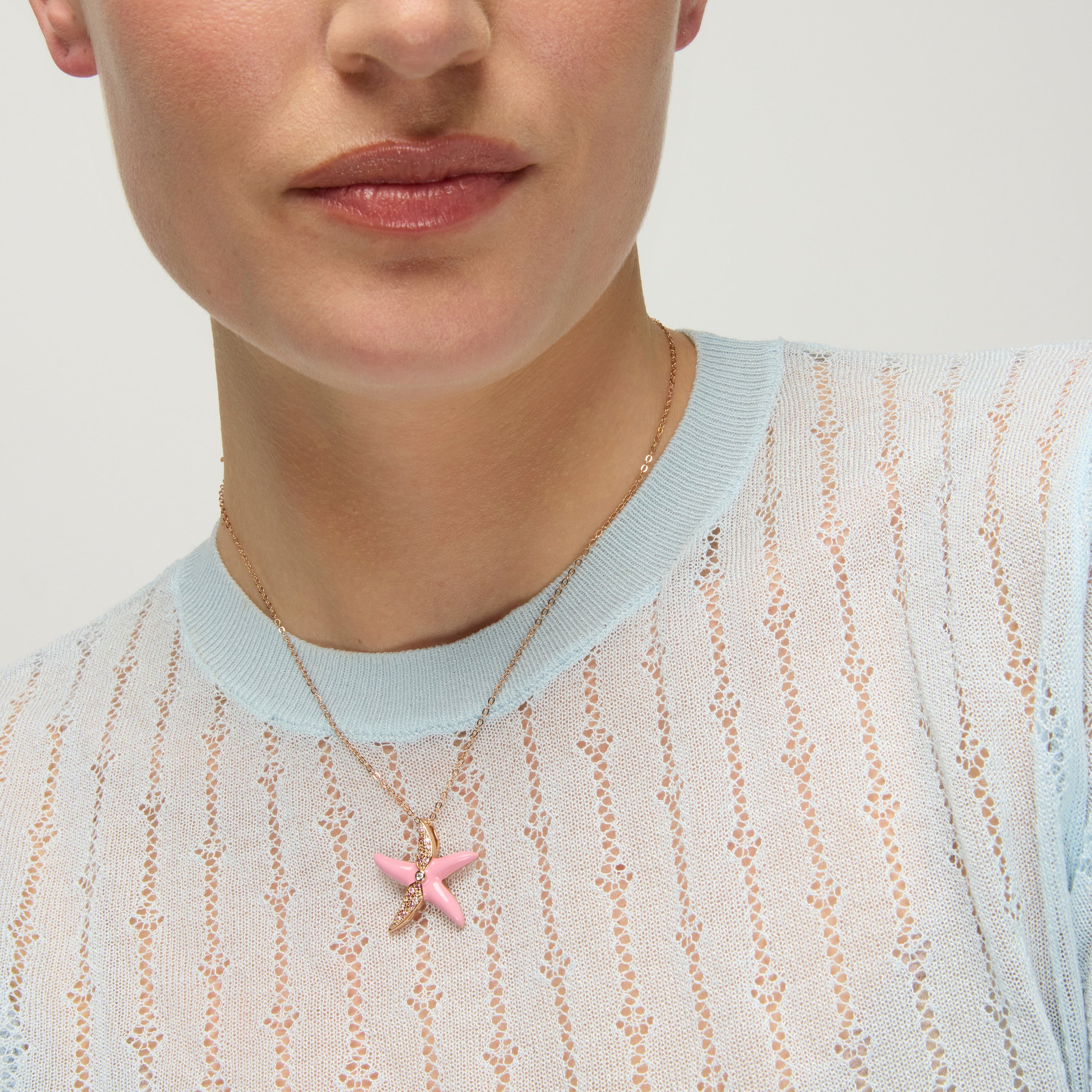 Collar de Plata de Ley 925 y Lacado Rosa acabado oro amarillo de 18k - Tliak