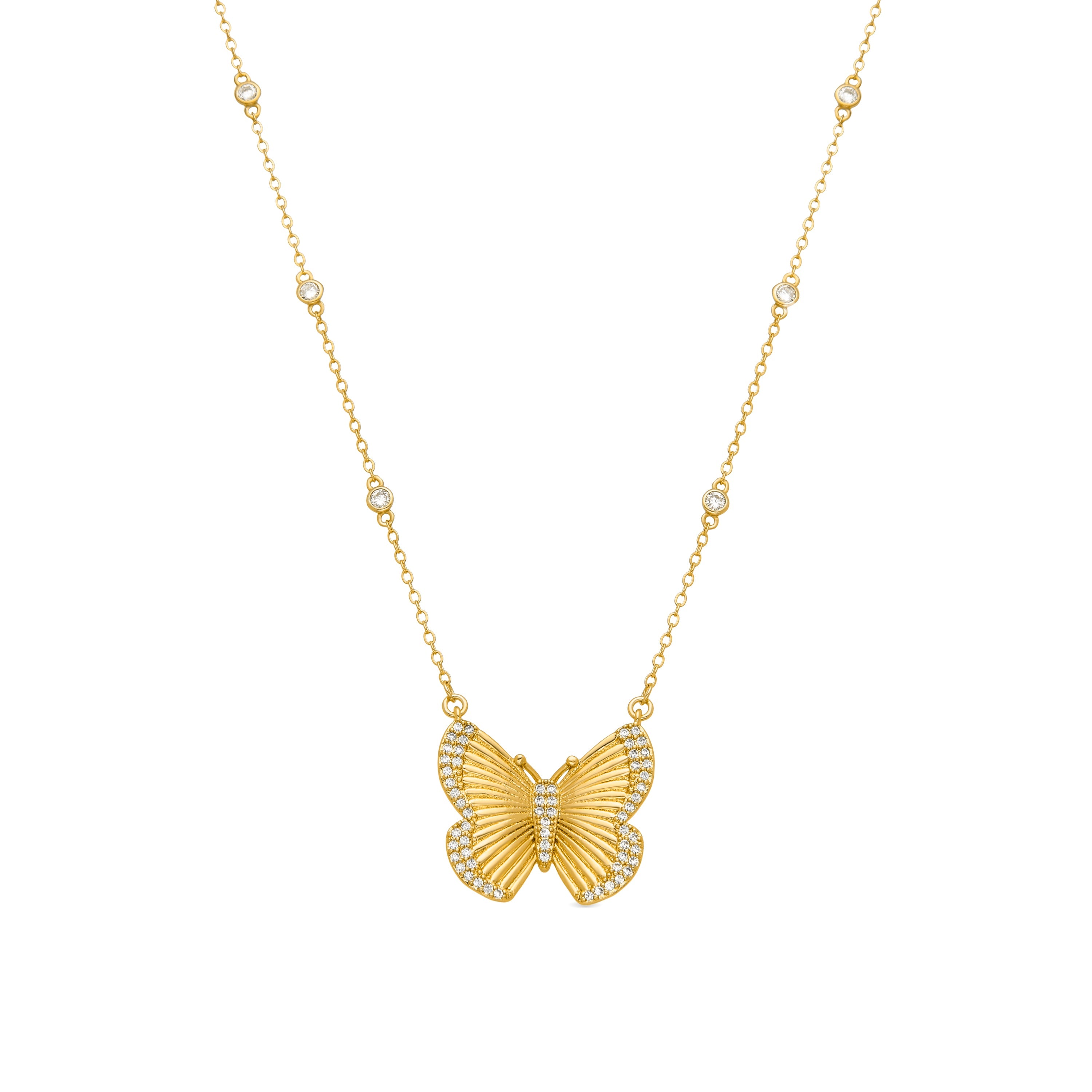 Collar de Plata de Ley 925 y Circonita Brillante acabado oro amarillo de 18k - Bifrea