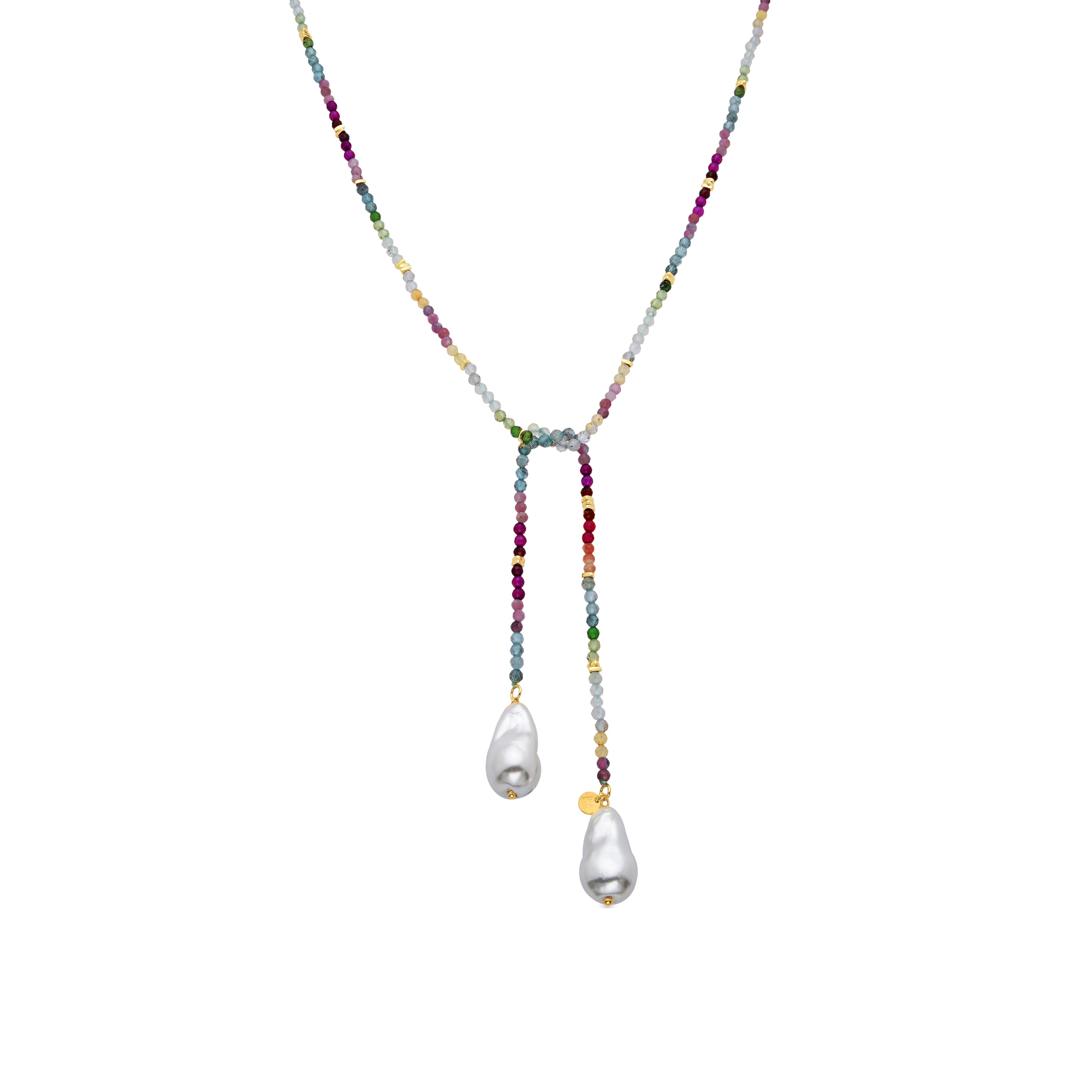 Collar de Plata de Ley 925 y Cristal Multicolor acabado oro amarillo de 18k - Lorex