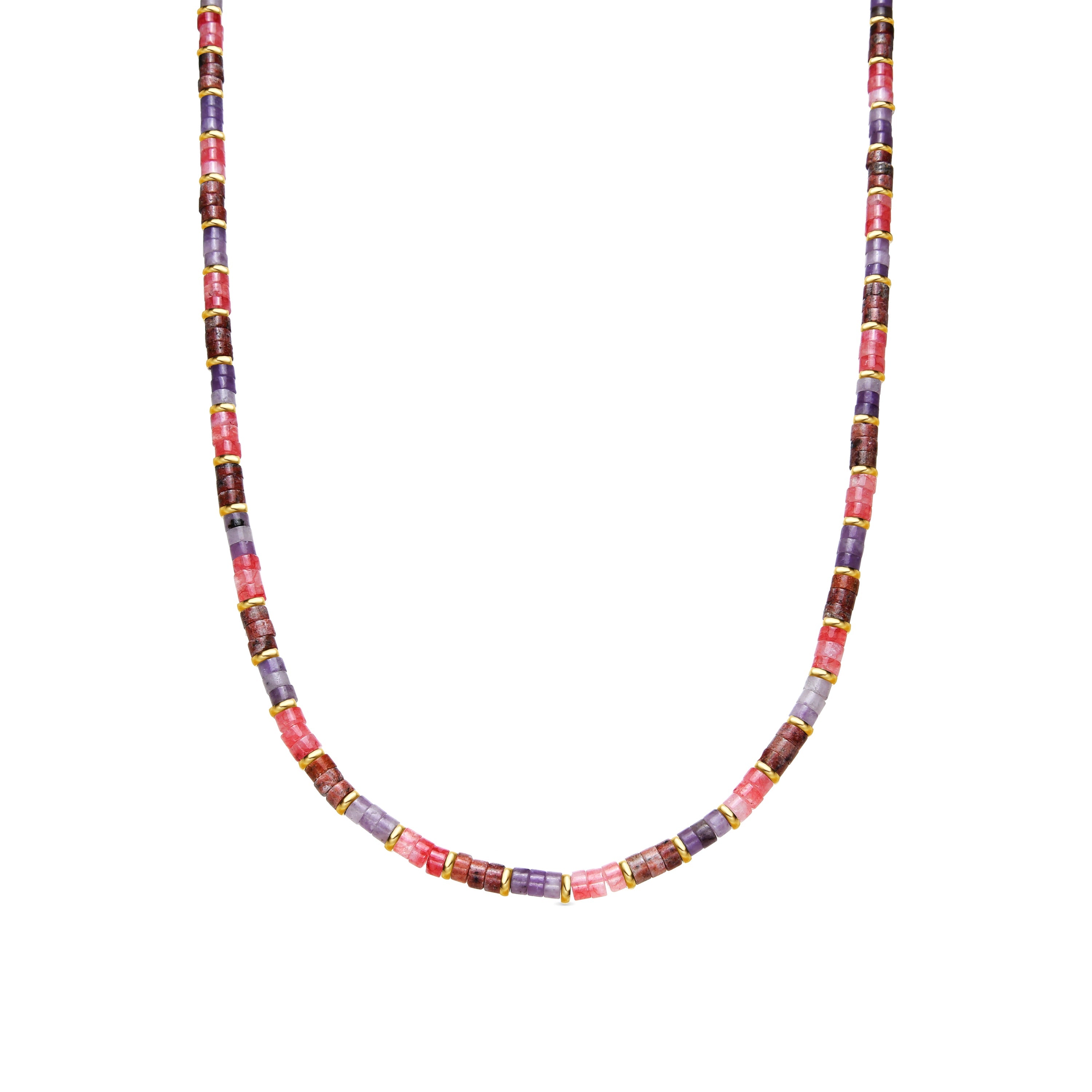 Collar de Plata de Ley 925 y Amatista Natural acabado oro amarillo de 18k - Abolg