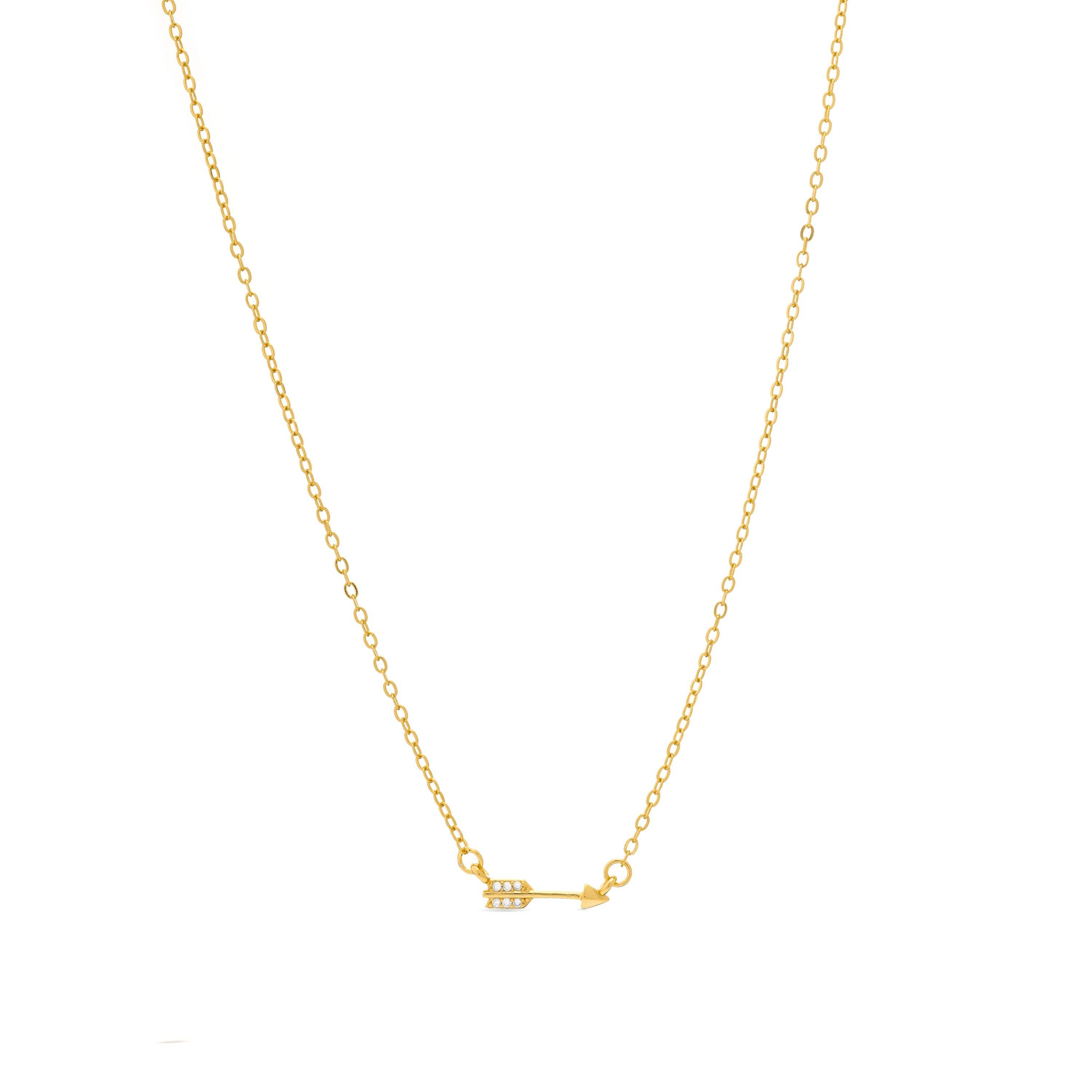 Collar de Plata de Ley 925 y Circonita Brillante acabado en oro amarillo de 18k - Flecha
