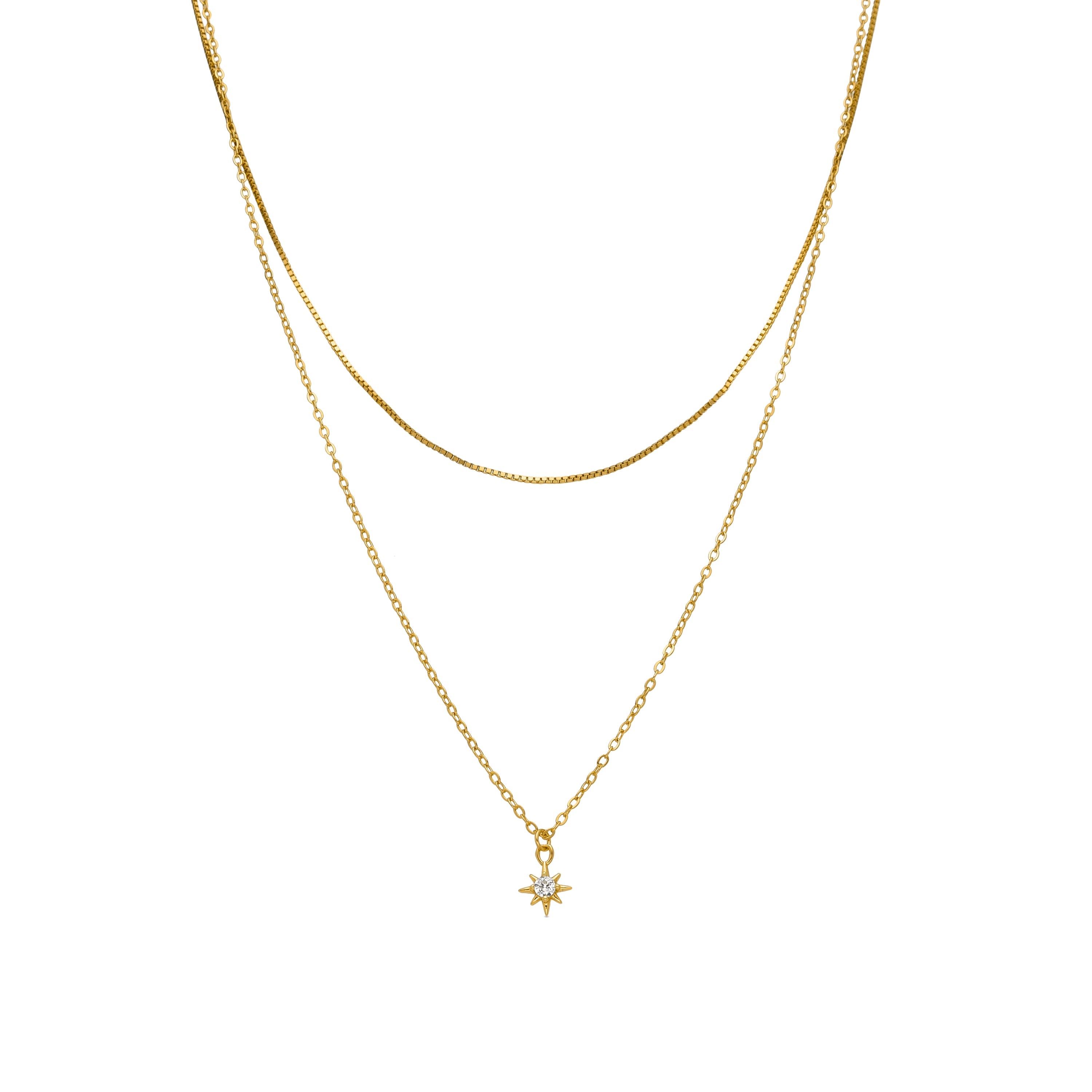 Collar de Plata de Ley 925 y Circonita Brillante acabado en oro amarillo 18K - Najme