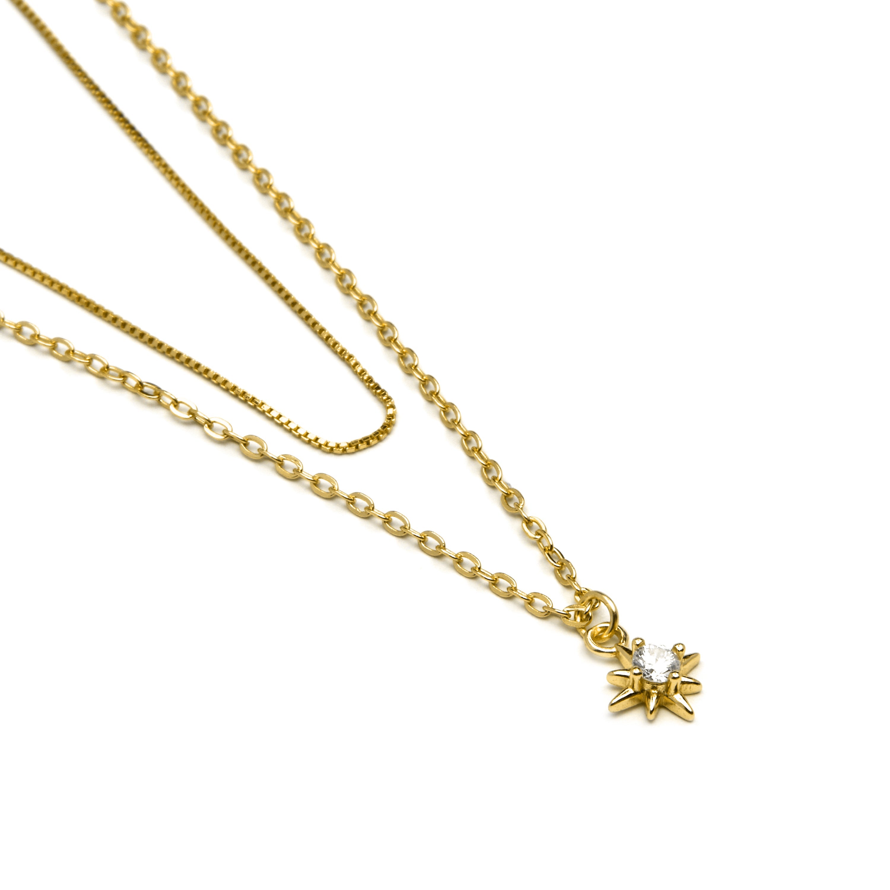 Collar de Plata de Ley 925 y Circonita Brillante acabado en oro amarillo 18K - Najme