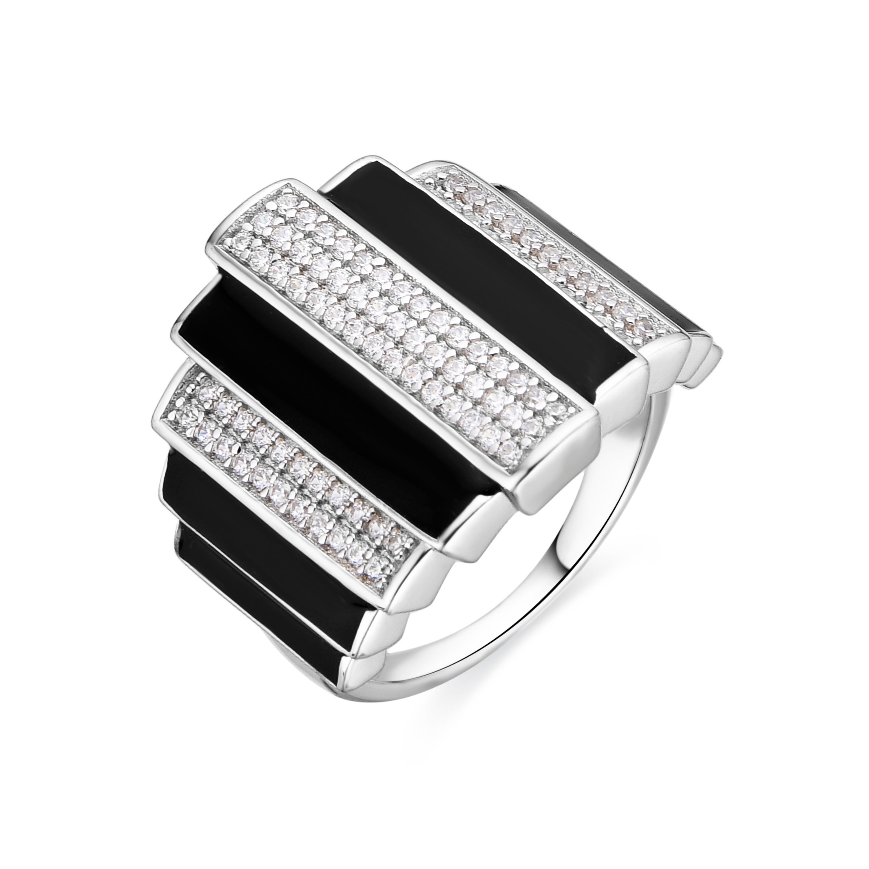 Anillo de Plata de Ley 925 y Lacado Negro acabado en rodio - Epur