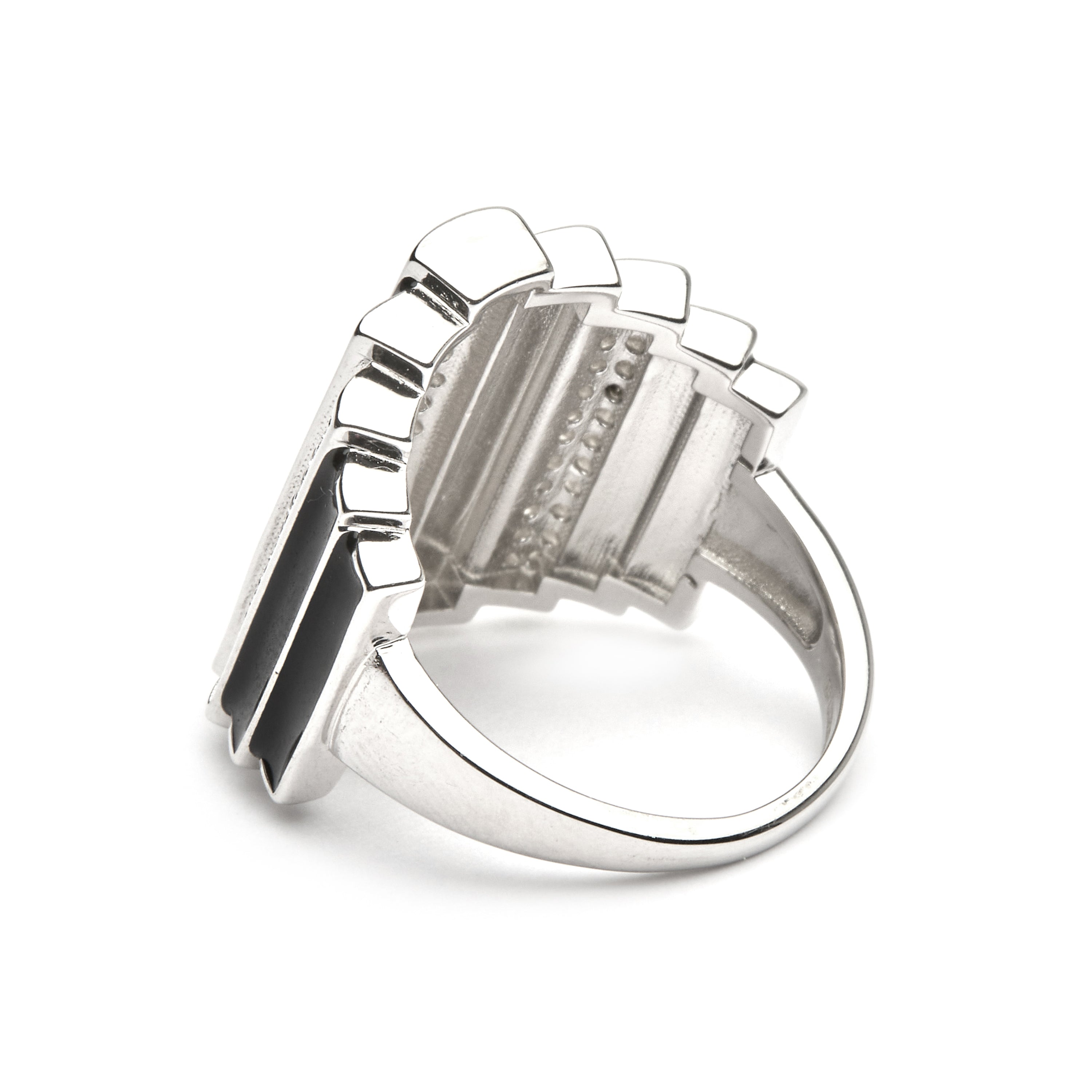 925 Sterling Zilveren Ring met Zwarte Lak afgewerkt in Rhodium - Epur