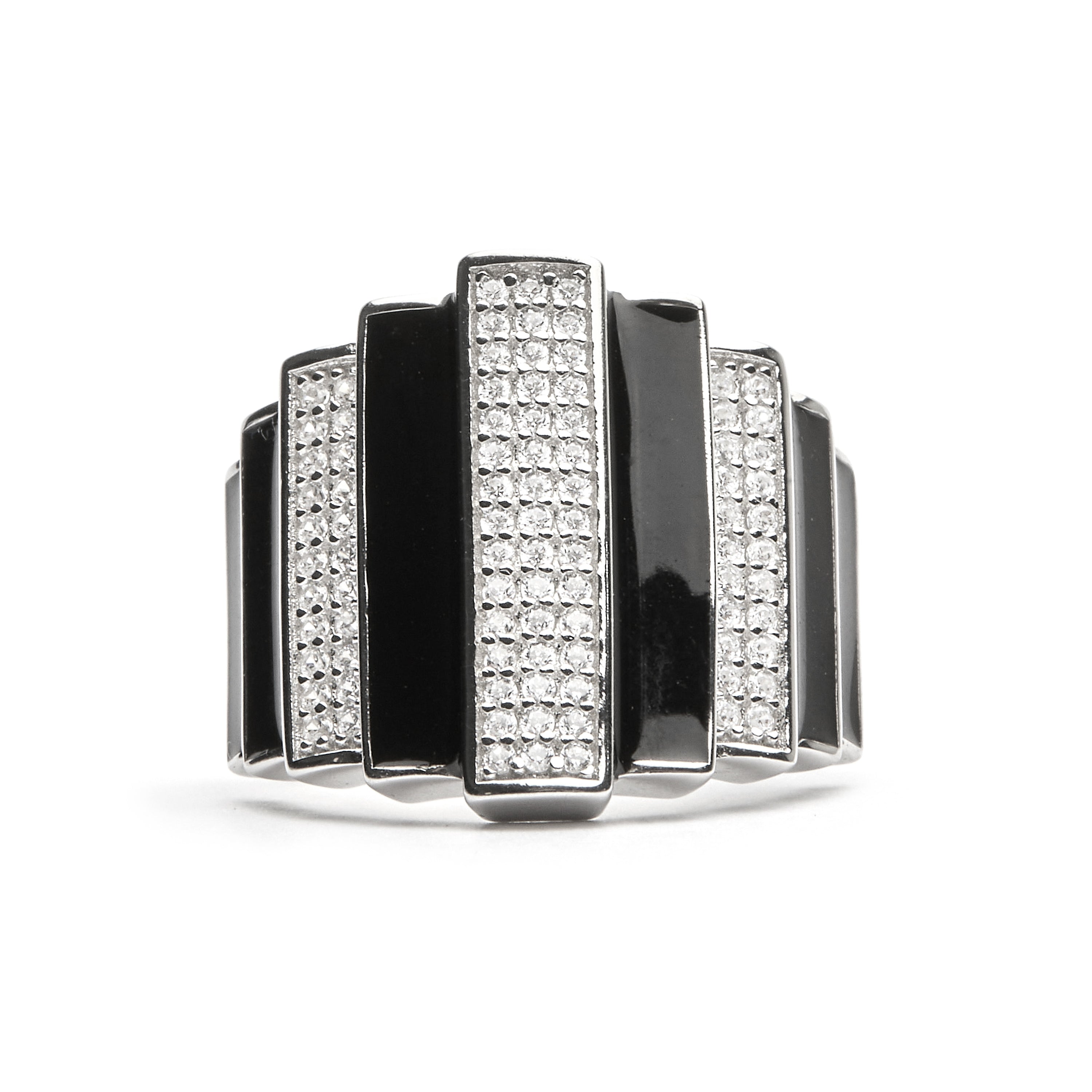 925 Sterling Zilveren Ring met Zwarte Lak afgewerkt in Rhodium - Epur