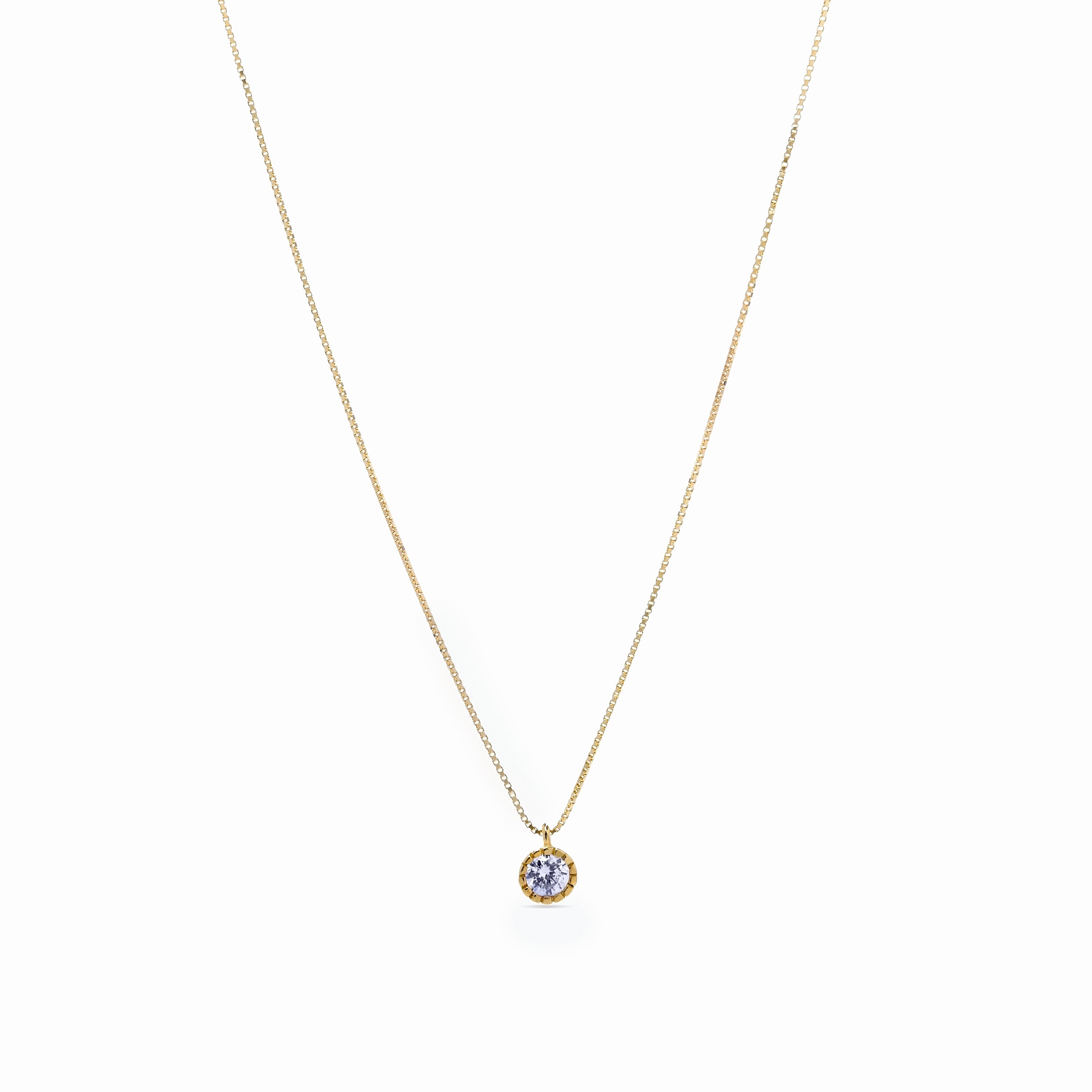 Collar de Plata de Ley 925 con Circonita Brillante acabado en oro amarillo 18K - Naadim