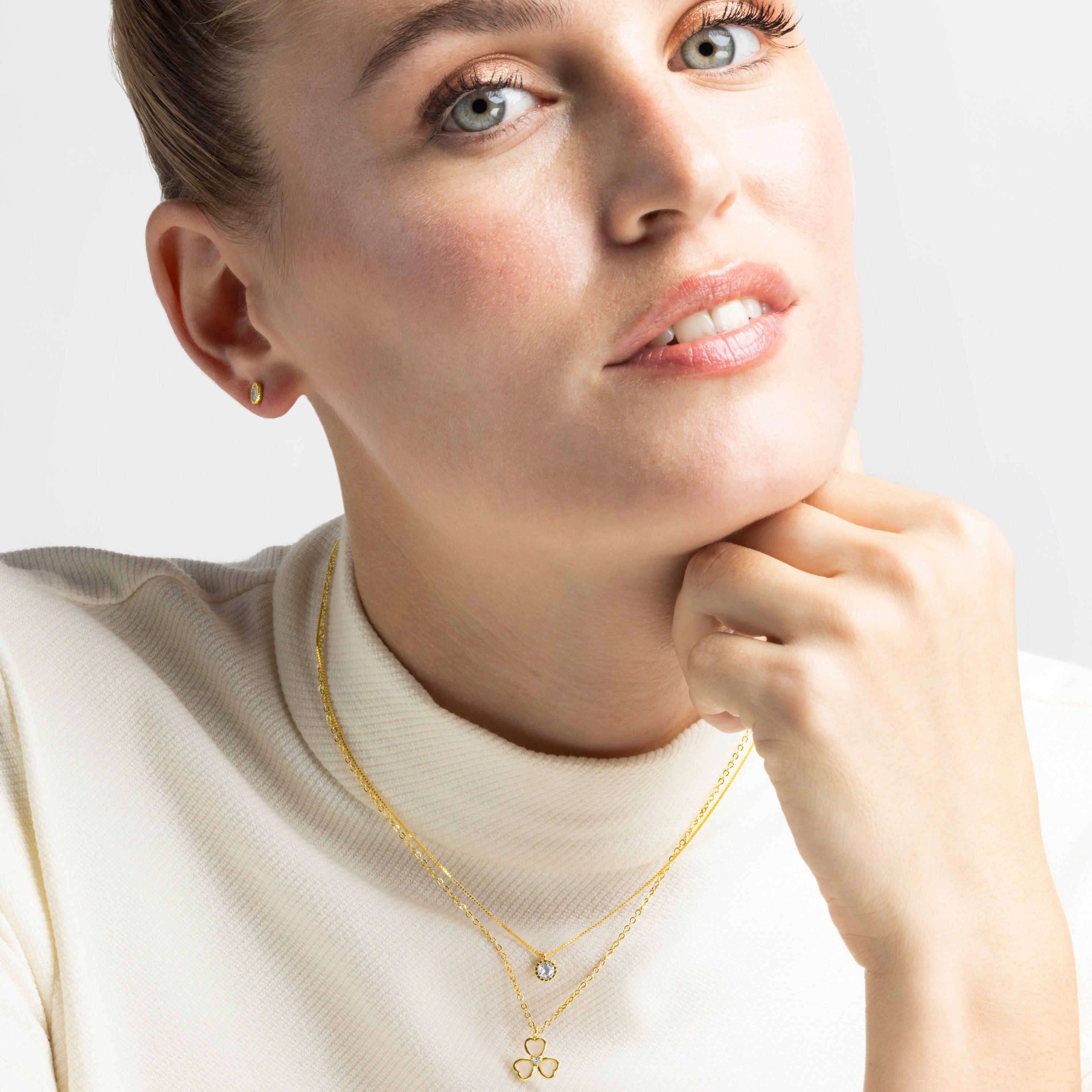 Collar de Plata de Ley 925 con Circonita Brillante acabado en oro amarillo 18K - Naadim