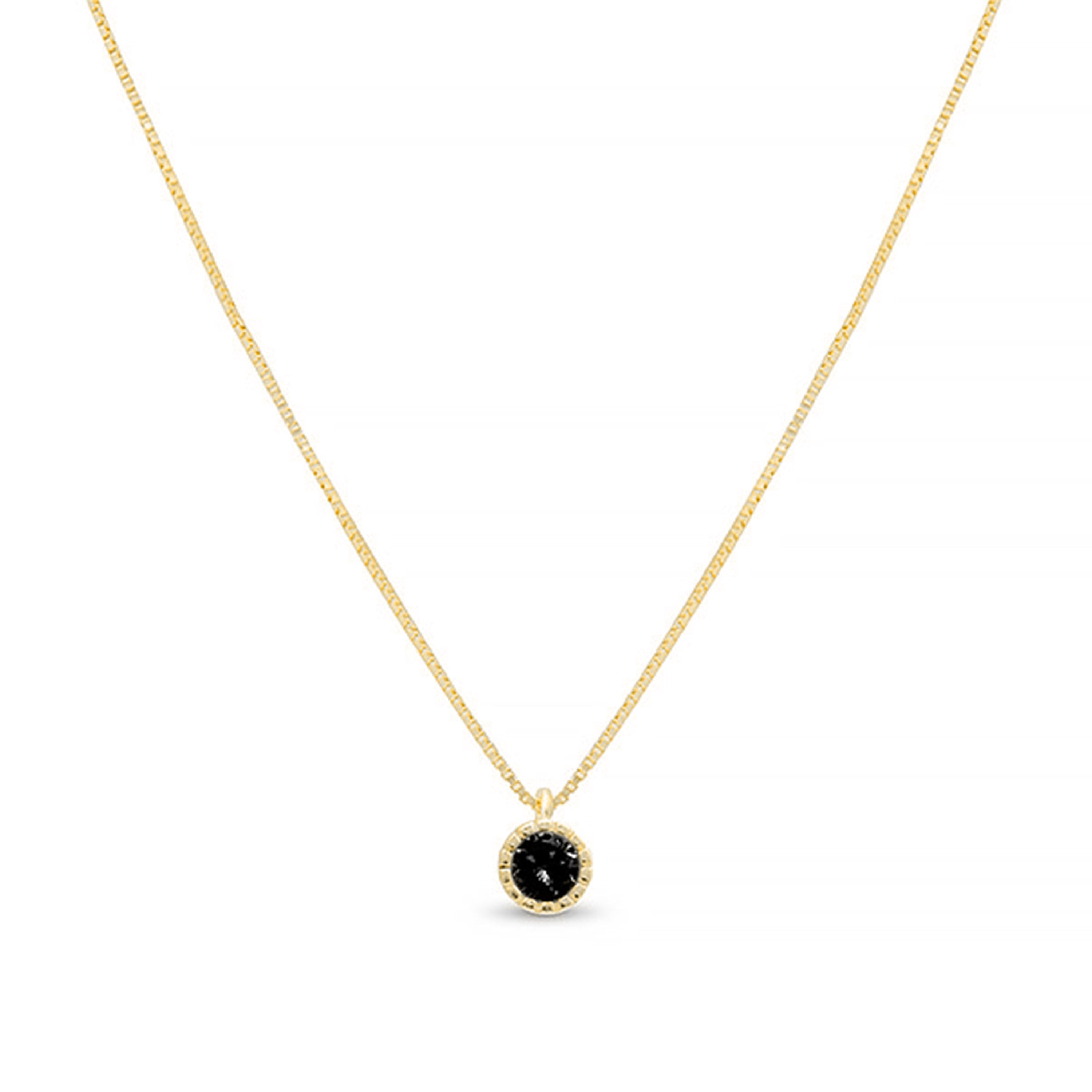 Collar de Plata de Ley 925 con Circonita Onix acabado en oro amarillo 18K - Naadim