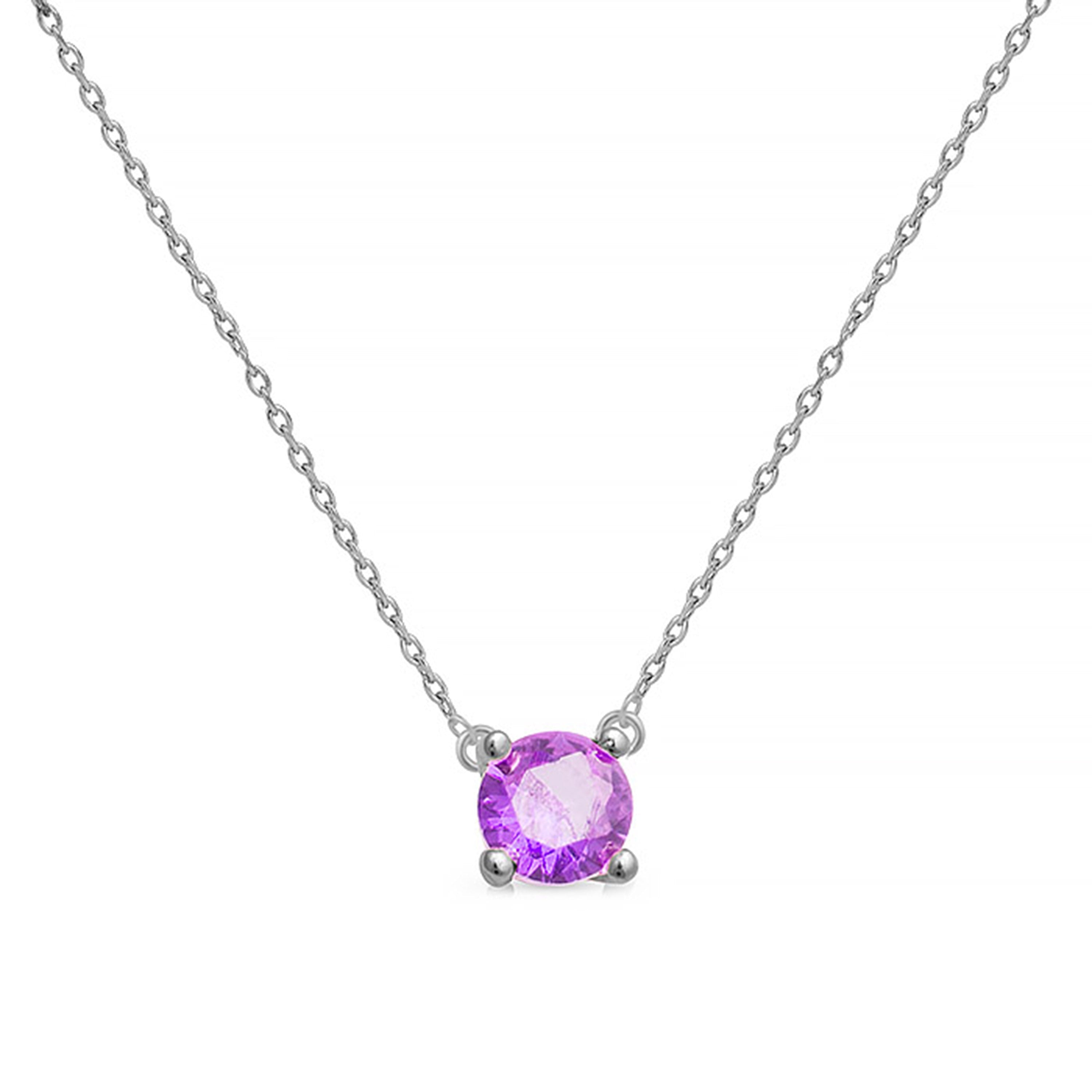 Collar de Plata de Ley 925 con Circonita Amatista acabado en rodio - Otieno