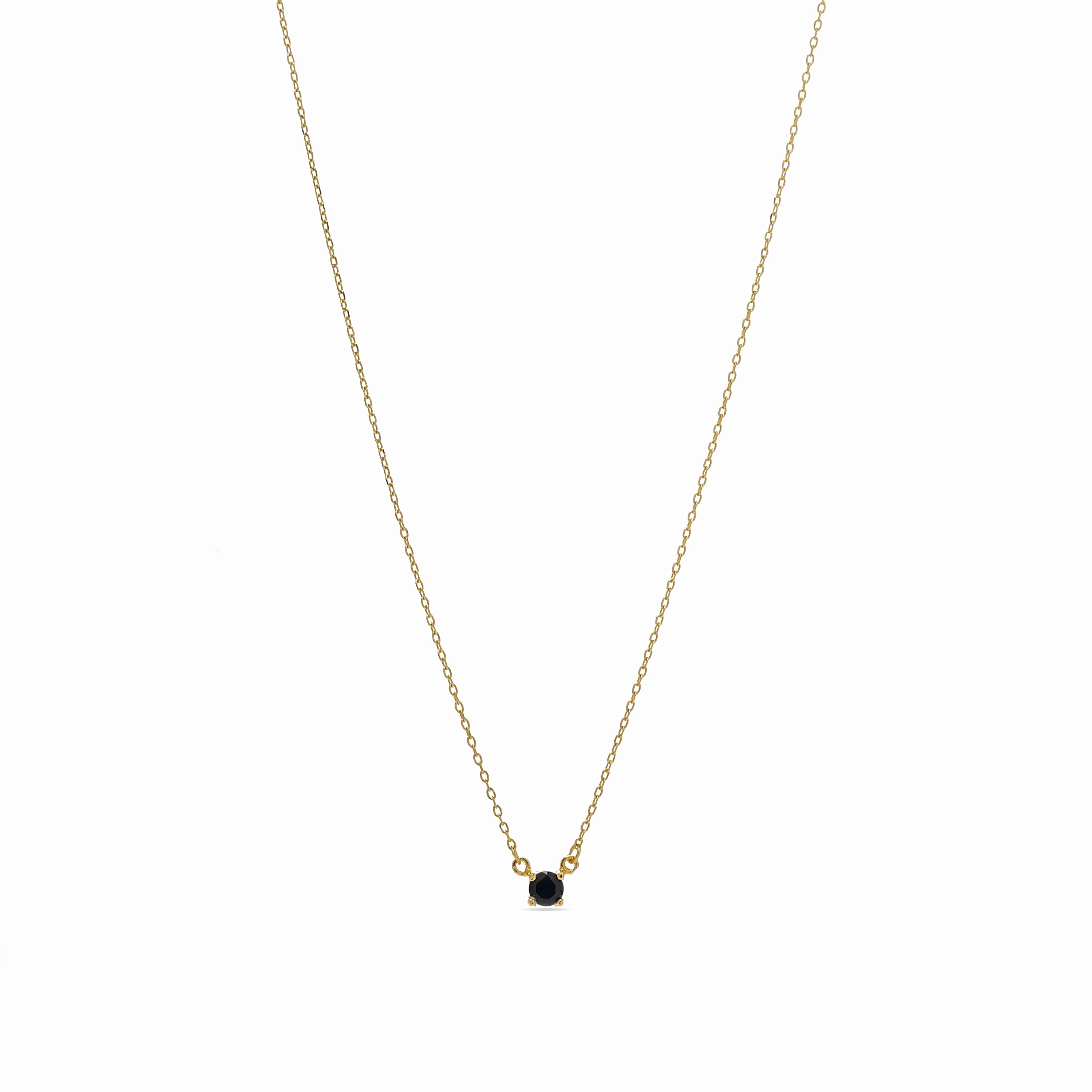 Collar de Plata de Ley 925 con Circonita Onix acabado en oro amarillo 18K - Otieno
