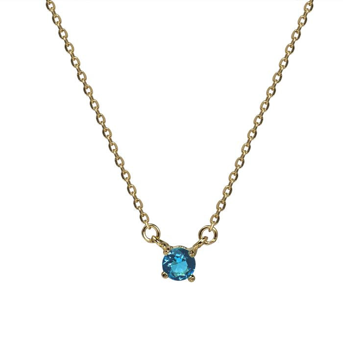 Collar de Plata de Ley 925 con Cuarzo Hidrotermal Topacio Azul acabado en oro amarillo 18K - Otieno