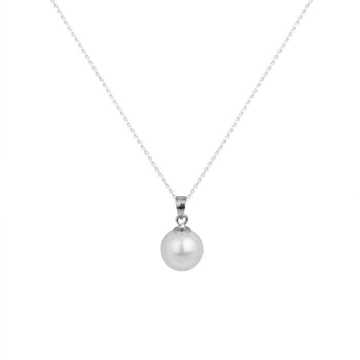 Collar de Plata de Ley 925 con Perla Blanca acabado en rodio - Bola