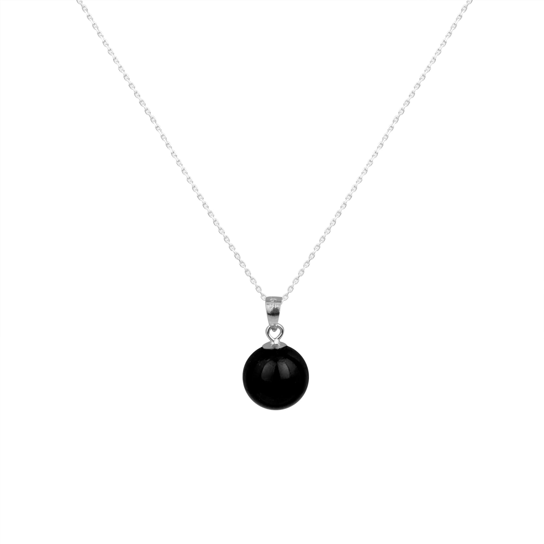 Collar de Plata de Ley 925 con Cuarzo Hidrotermal Onix acabado en rodio - Bola