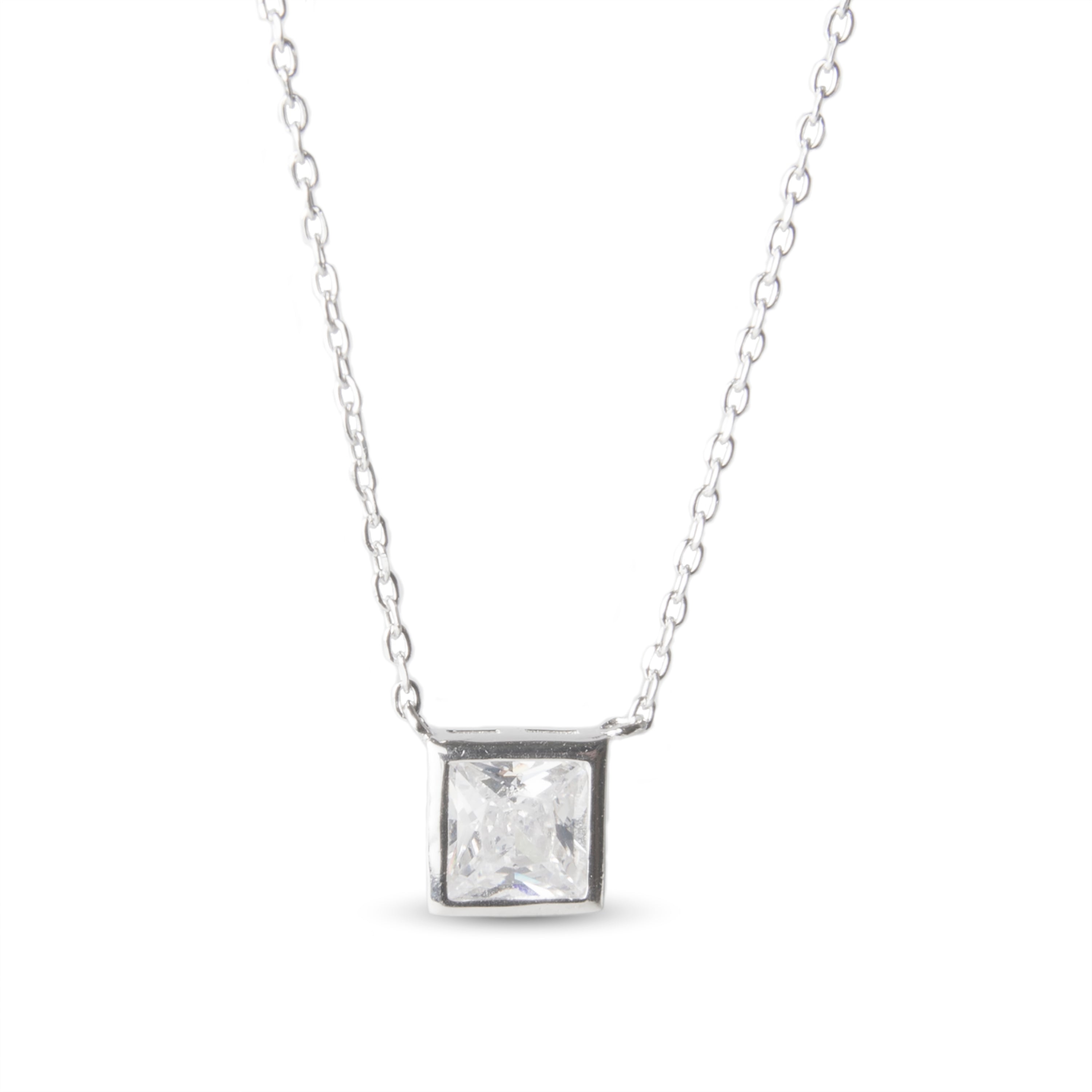 Collar de Plata de Ley 925 con Circonita Brillante acabado en rodio - Birdax