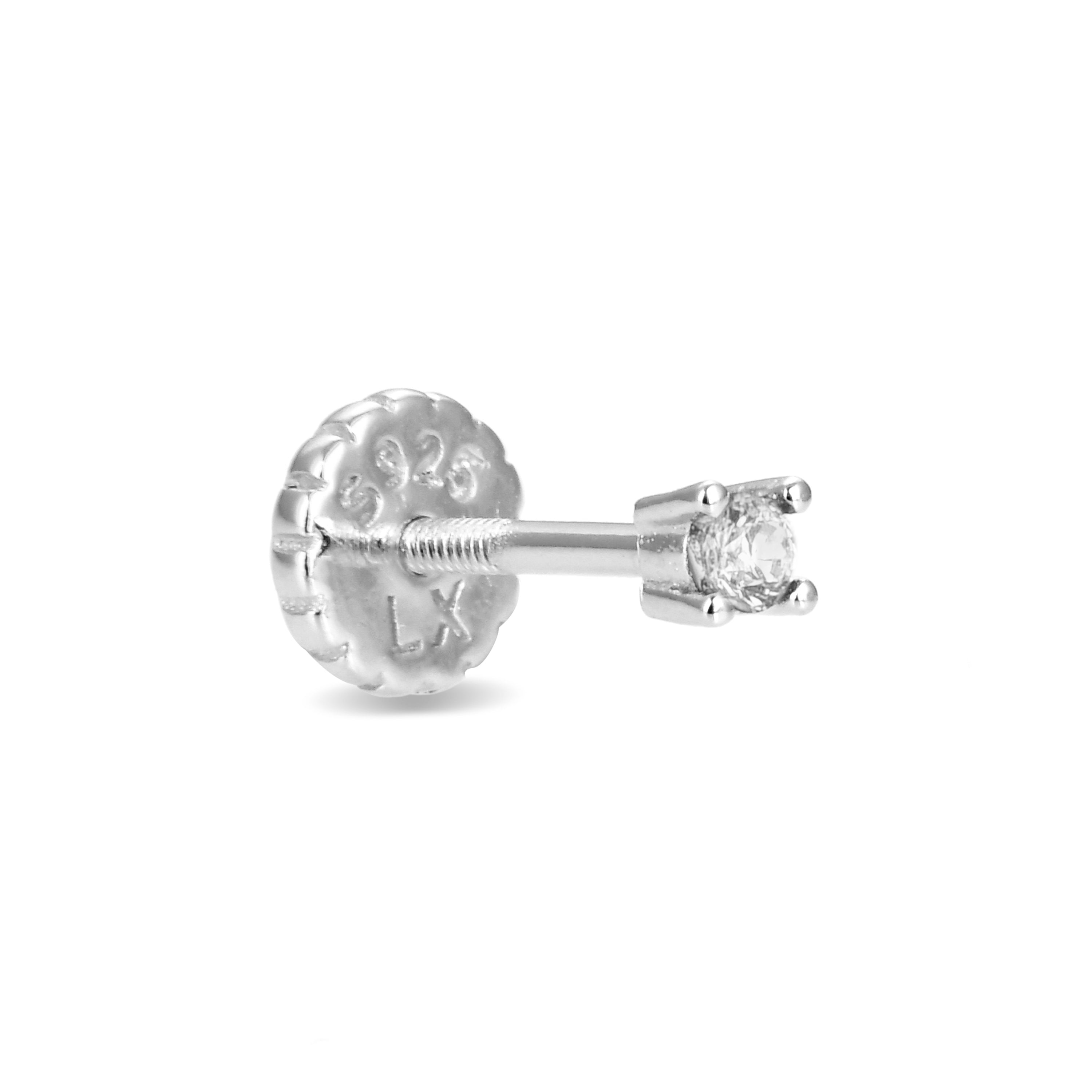 Echtsilber 925 Piercing mit glänzendem Zirkonia, rhodiniert - Dali