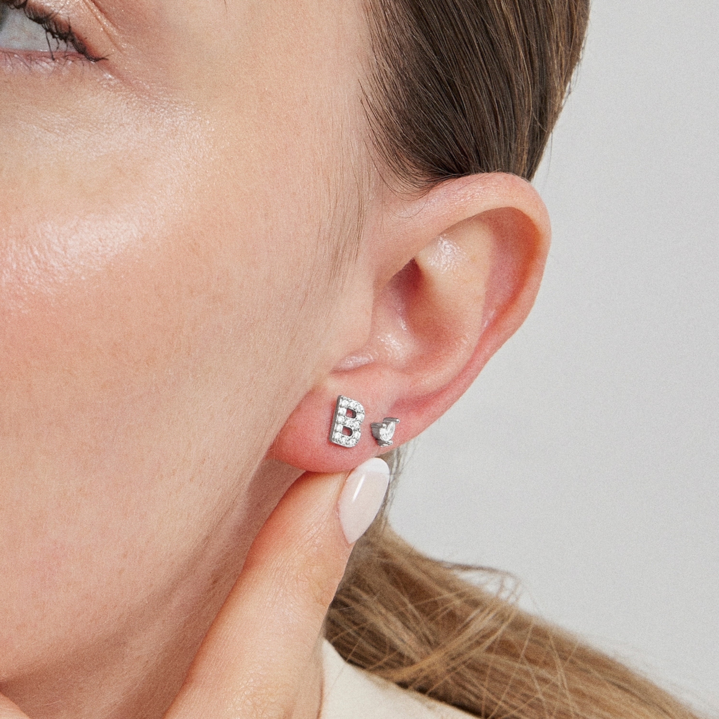 Echtsilber 925 Piercing mit glänzendem Zirkonia, rhodiniert - Dali