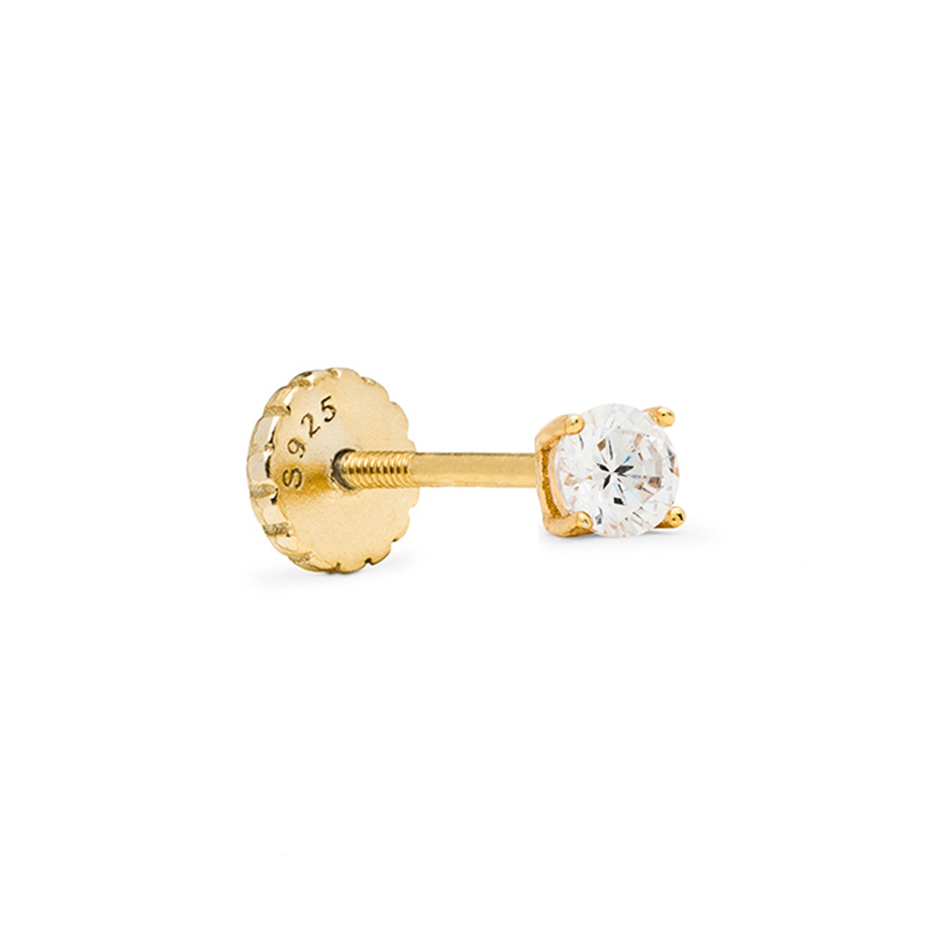 Echtsilber 925 Piercing mit glänzendem Zirkonia, vergoldet mit 18K Gelbgold - Dali