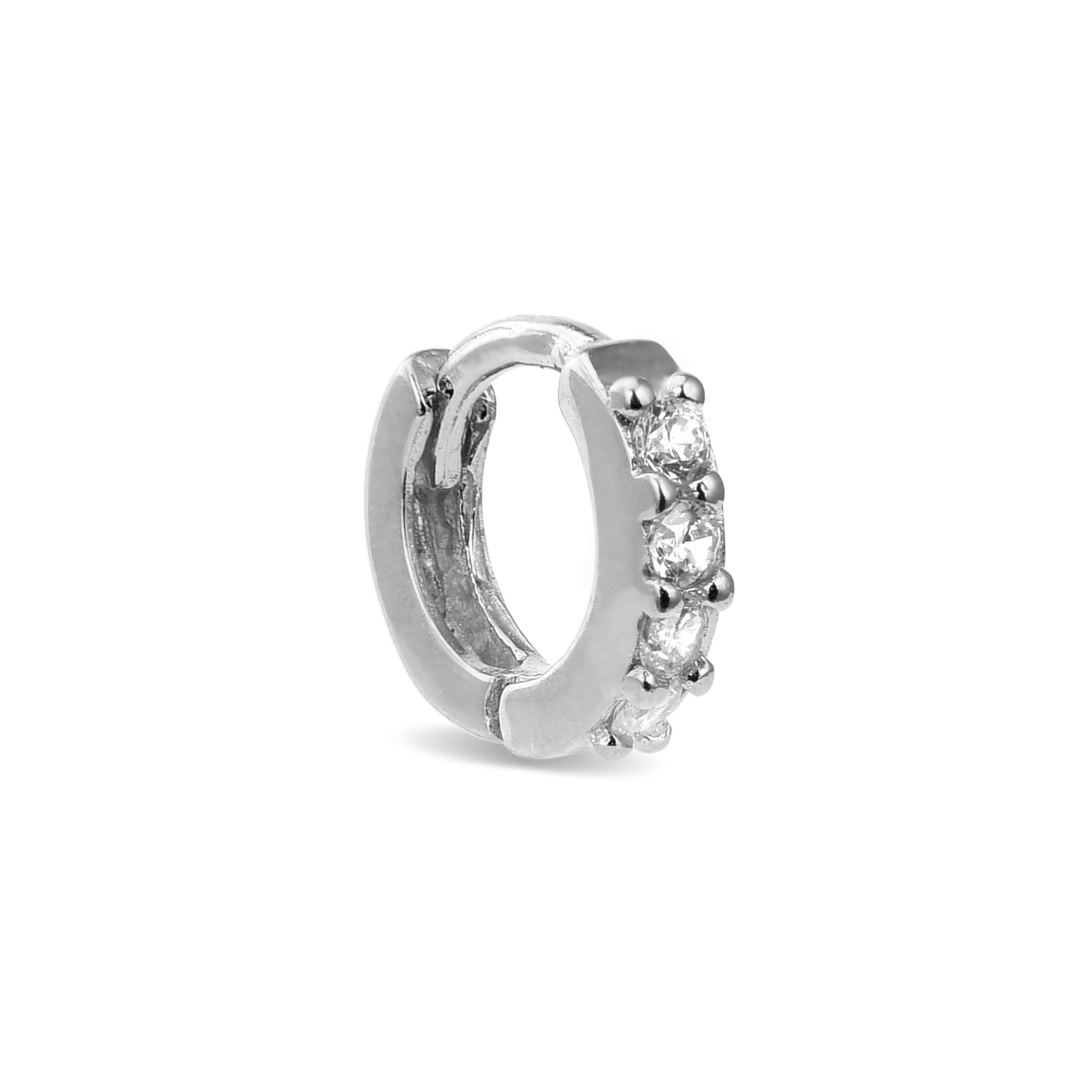 Piercing in Argento Sterling 925 con Zirconia Cubica brillante finitura in rodio - Rahlau