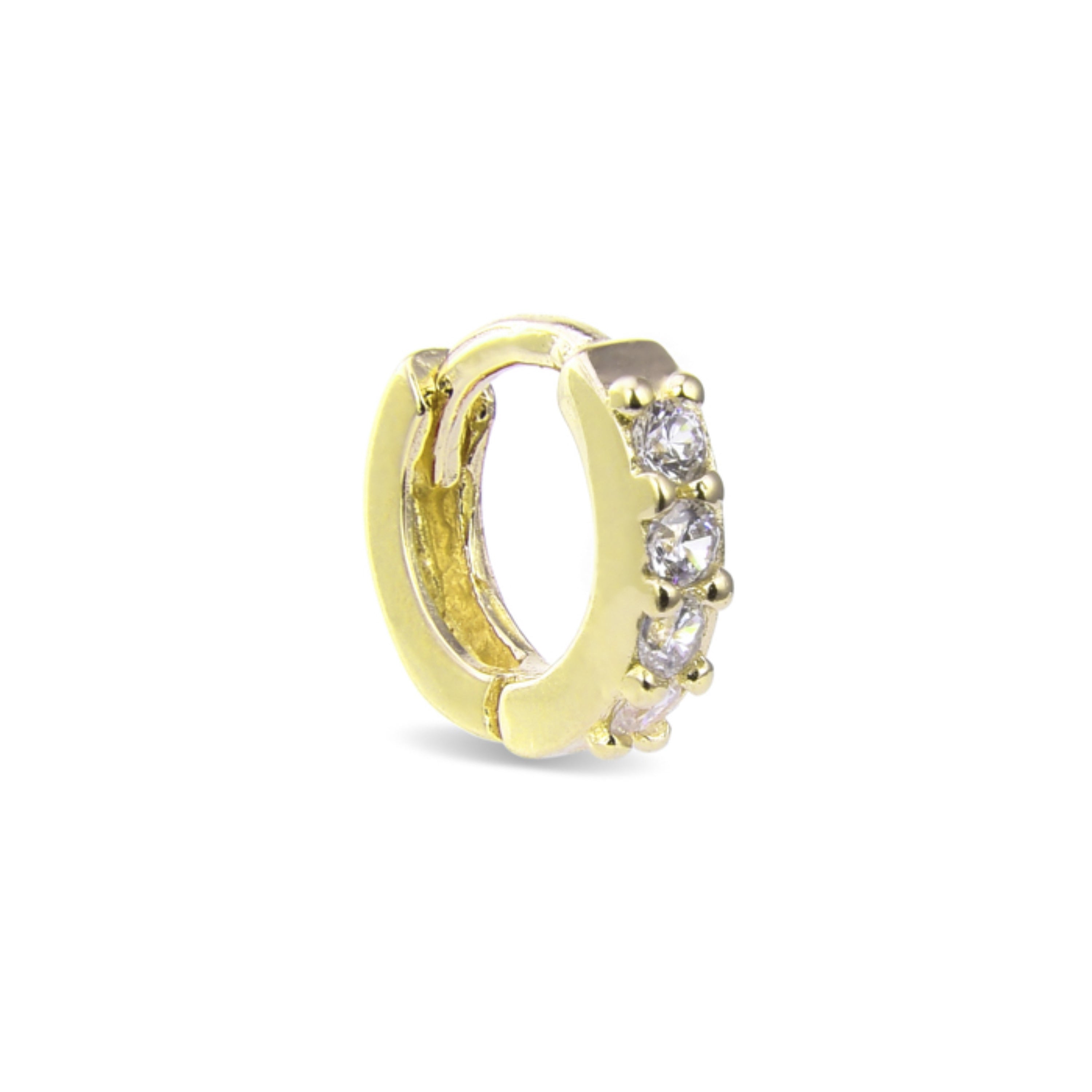 Echtsilber 925 Piercing mit glänzendem Zirkonia, vergoldet mit 18K Gelbgold - Rahlau